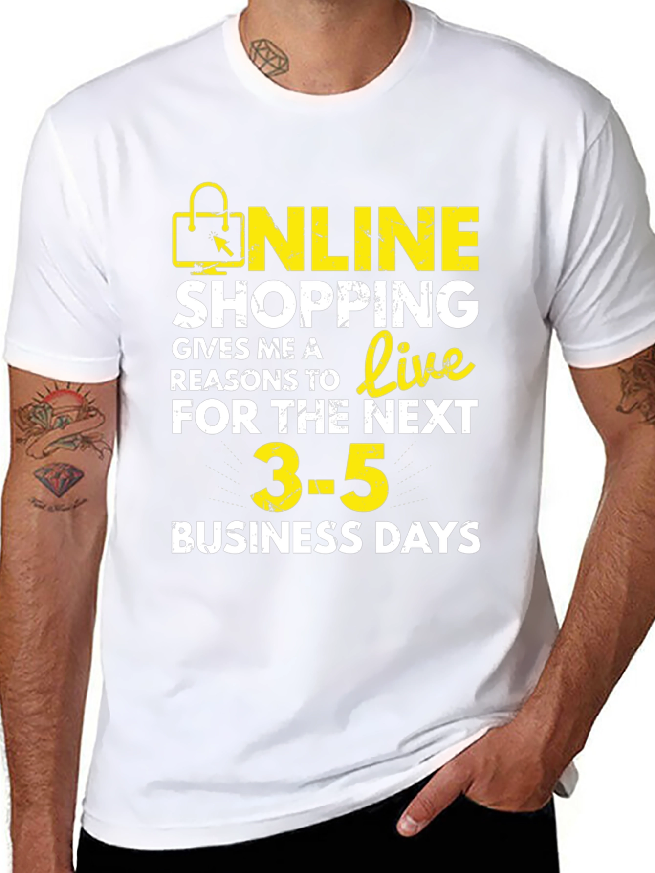 Black Online Shopping T-Shirt - Live for the Next 3-5 Days! view 8