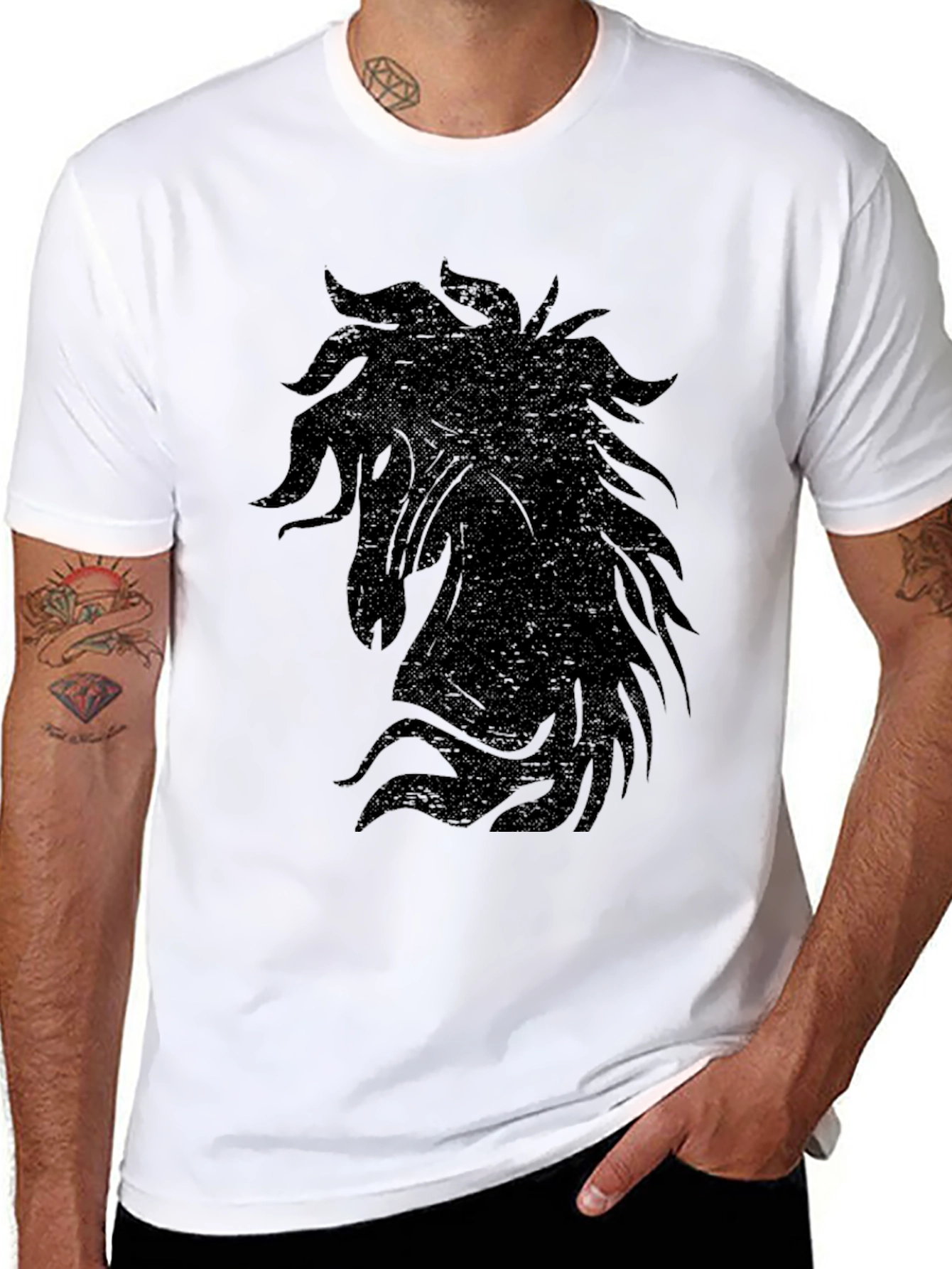 Black Black Horse Graphic Tee - Unisex Soft Cotton view 8