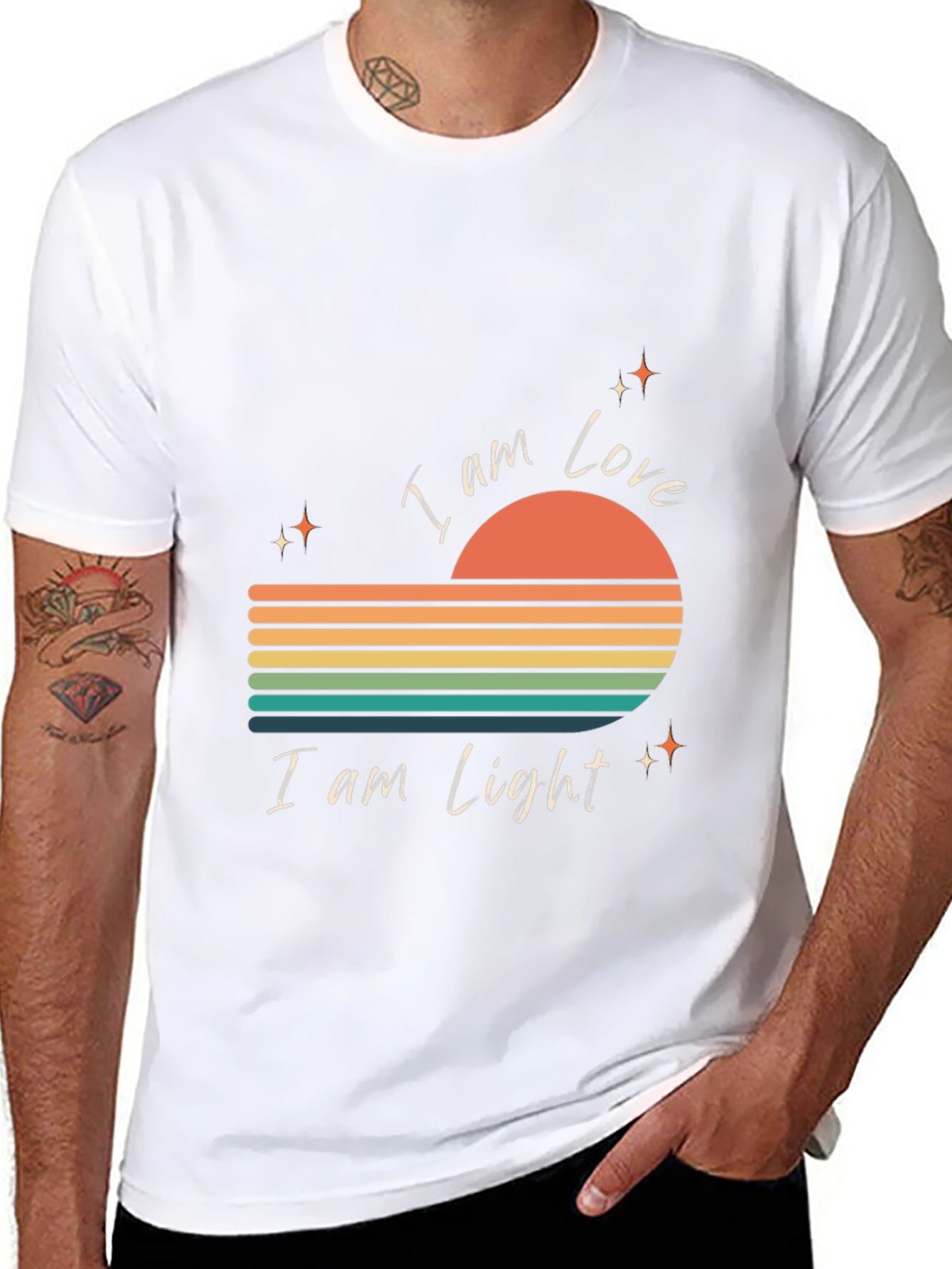 Black I Am Love I Am Light Retro Graphic Tee view 8