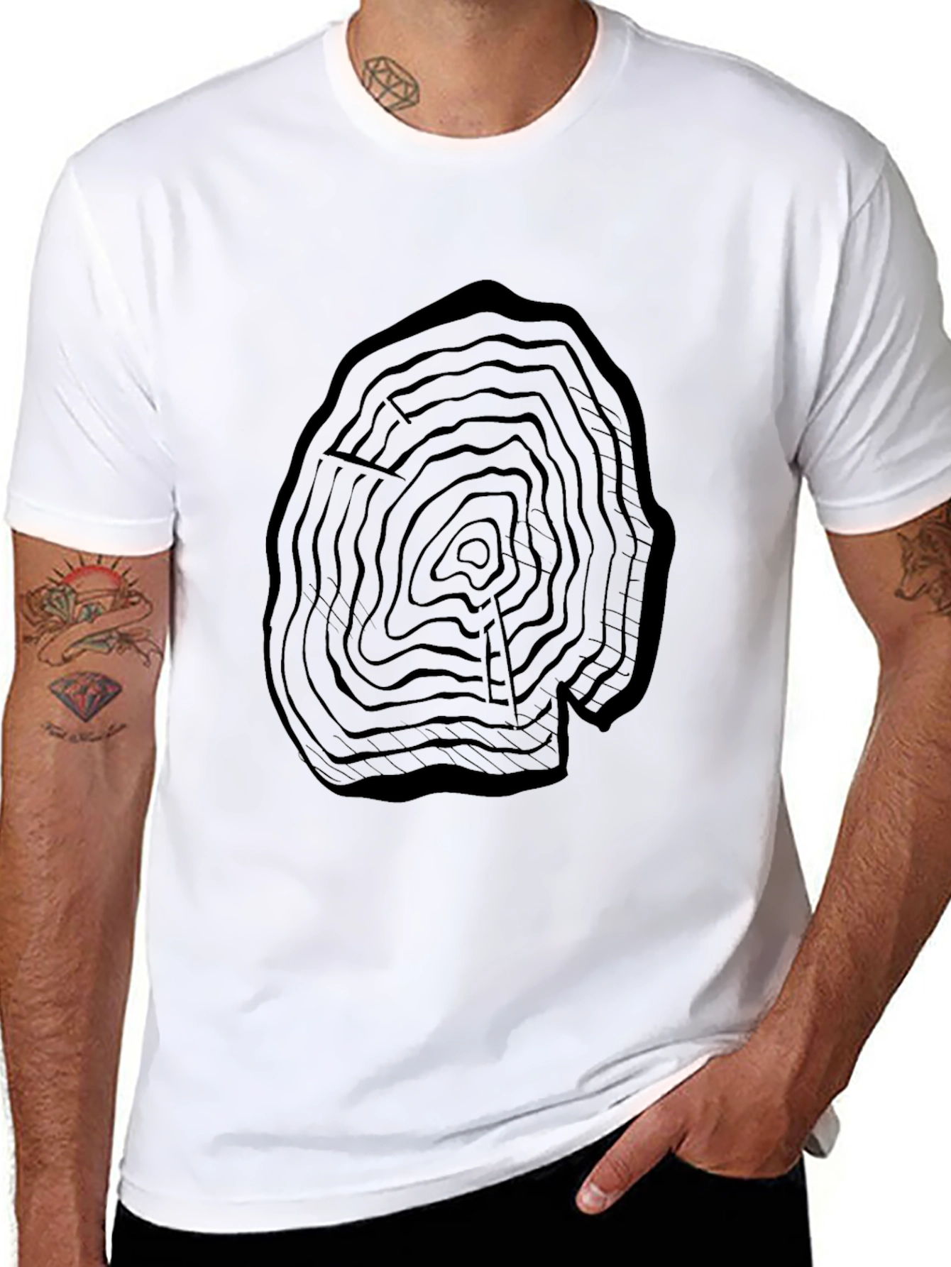 Black Tree Ring Graphic T-Shirt - Nature Inspired Tee view 8