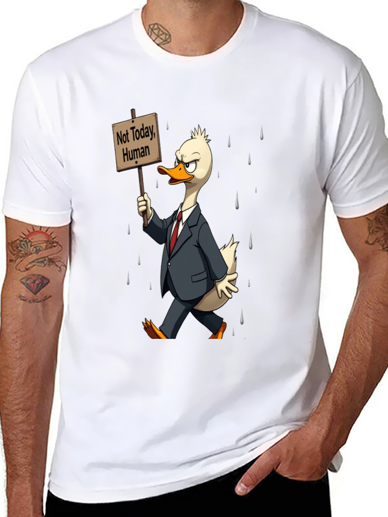 Black Not Today Human T-Shirt - Funny Duck Protest view 8