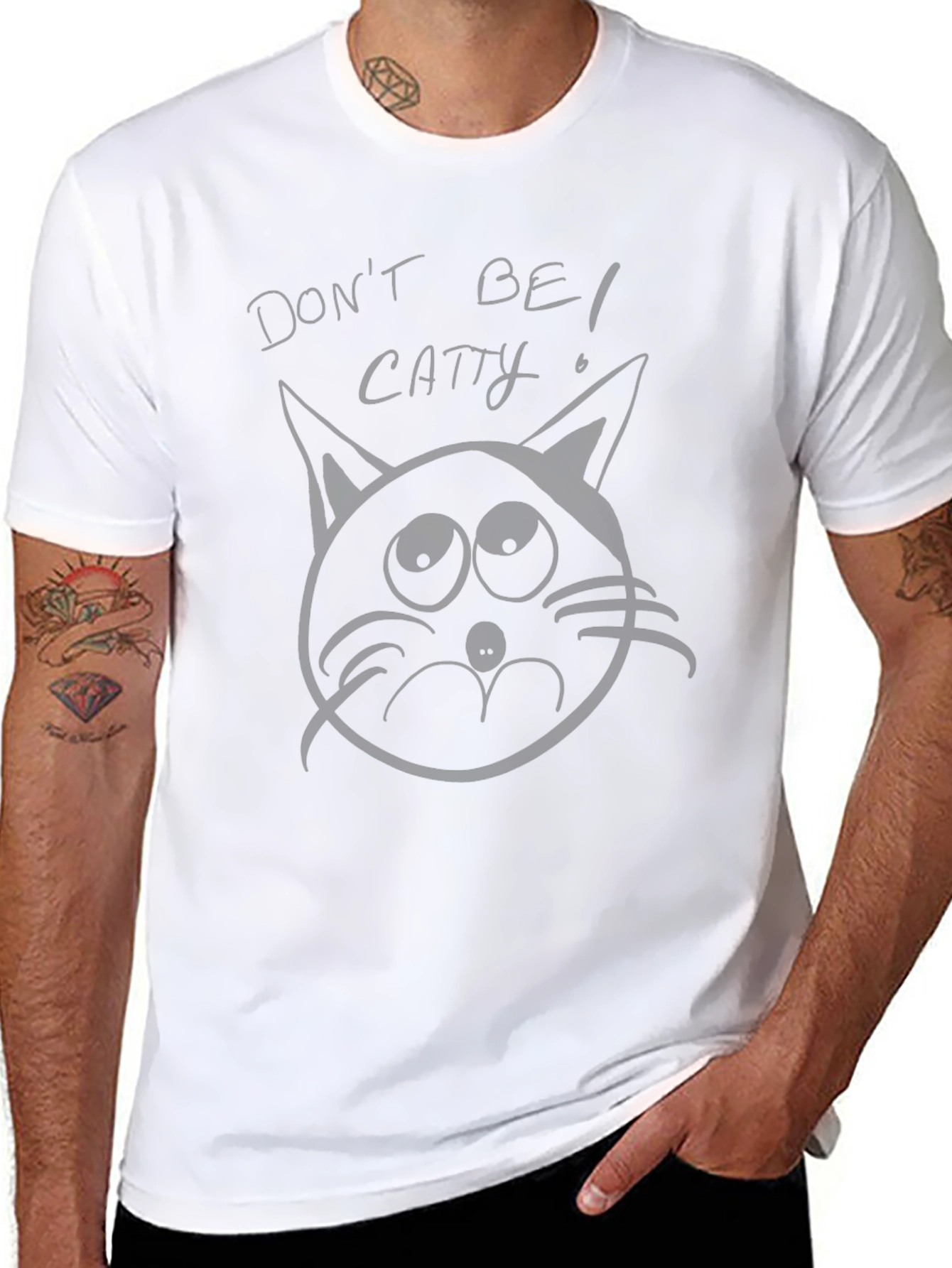 Black Don't Be Catty Black Graphic T-Shirt view 8