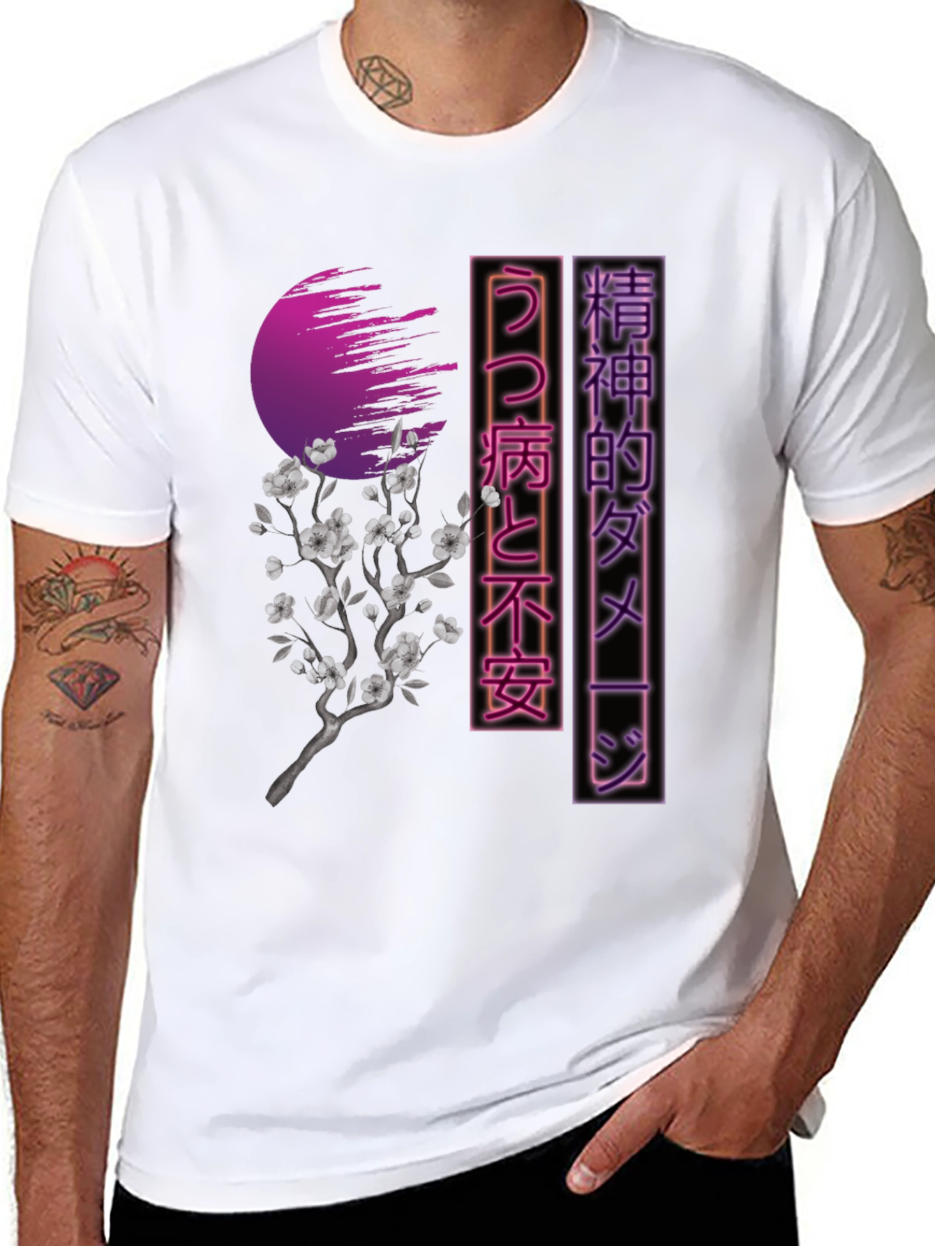 Black Japanese Aesthetic T-Shirt - Vaporwave Style view 8