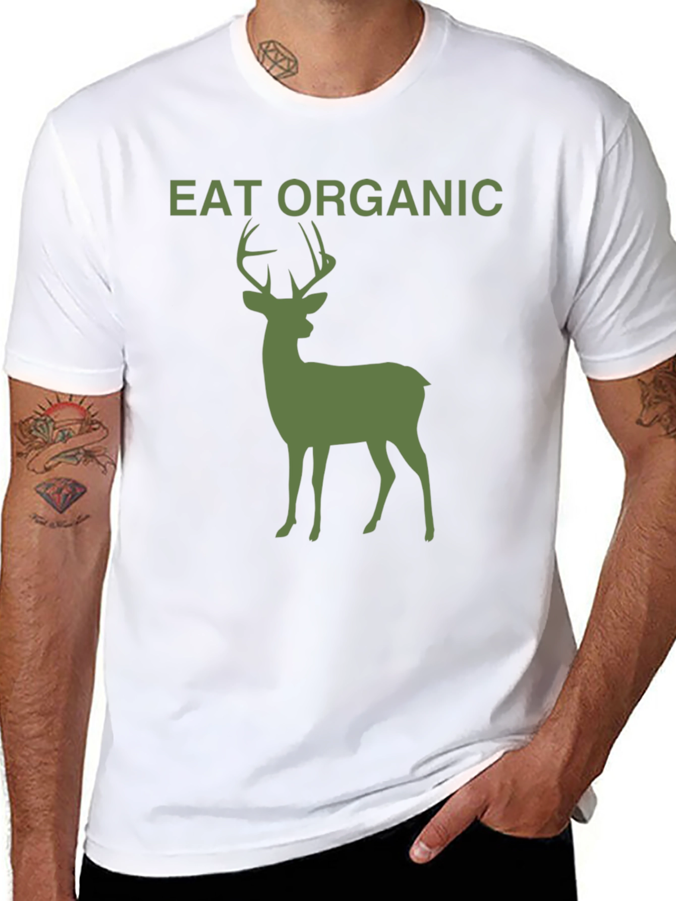 Black Eat Organic Deer Graphic T-Shirt - Black view 8