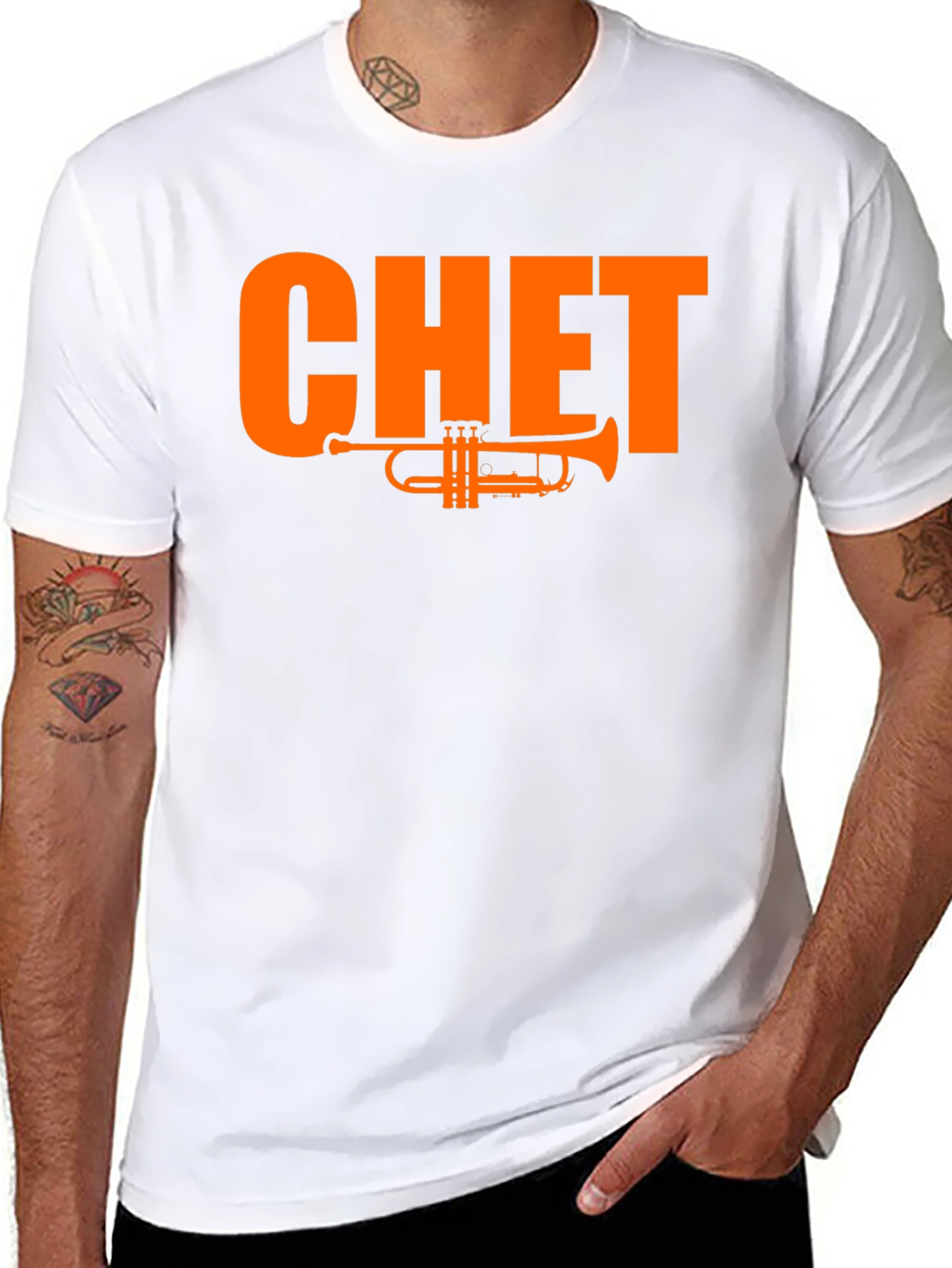 Black Chet Trumpet Graphic Tee - Black Cotton T-Shirt view 8