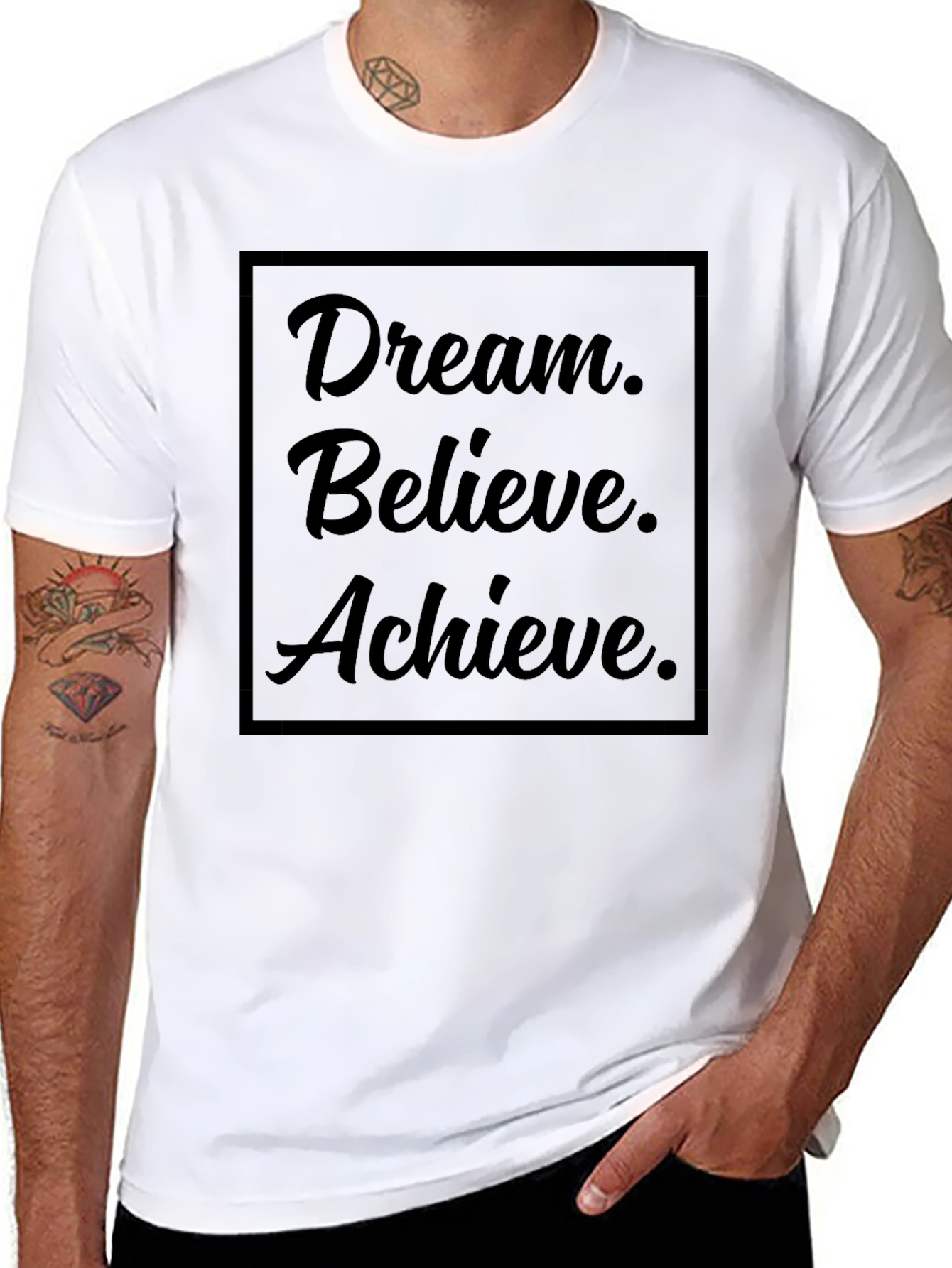 Black Dream Believe Achieve Graphic Tee view 8
