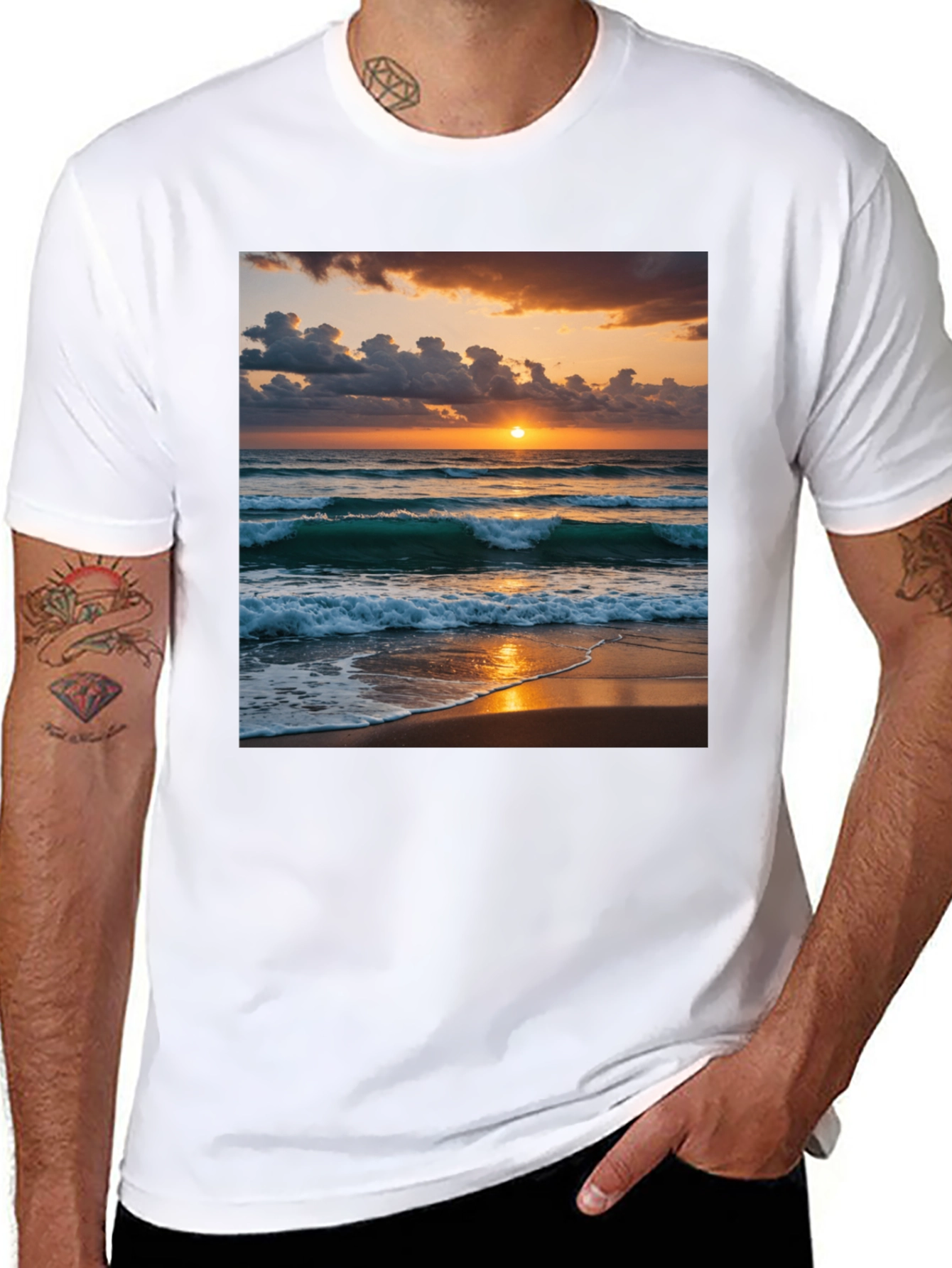 Black Sunset Beach T-Shirt view 8