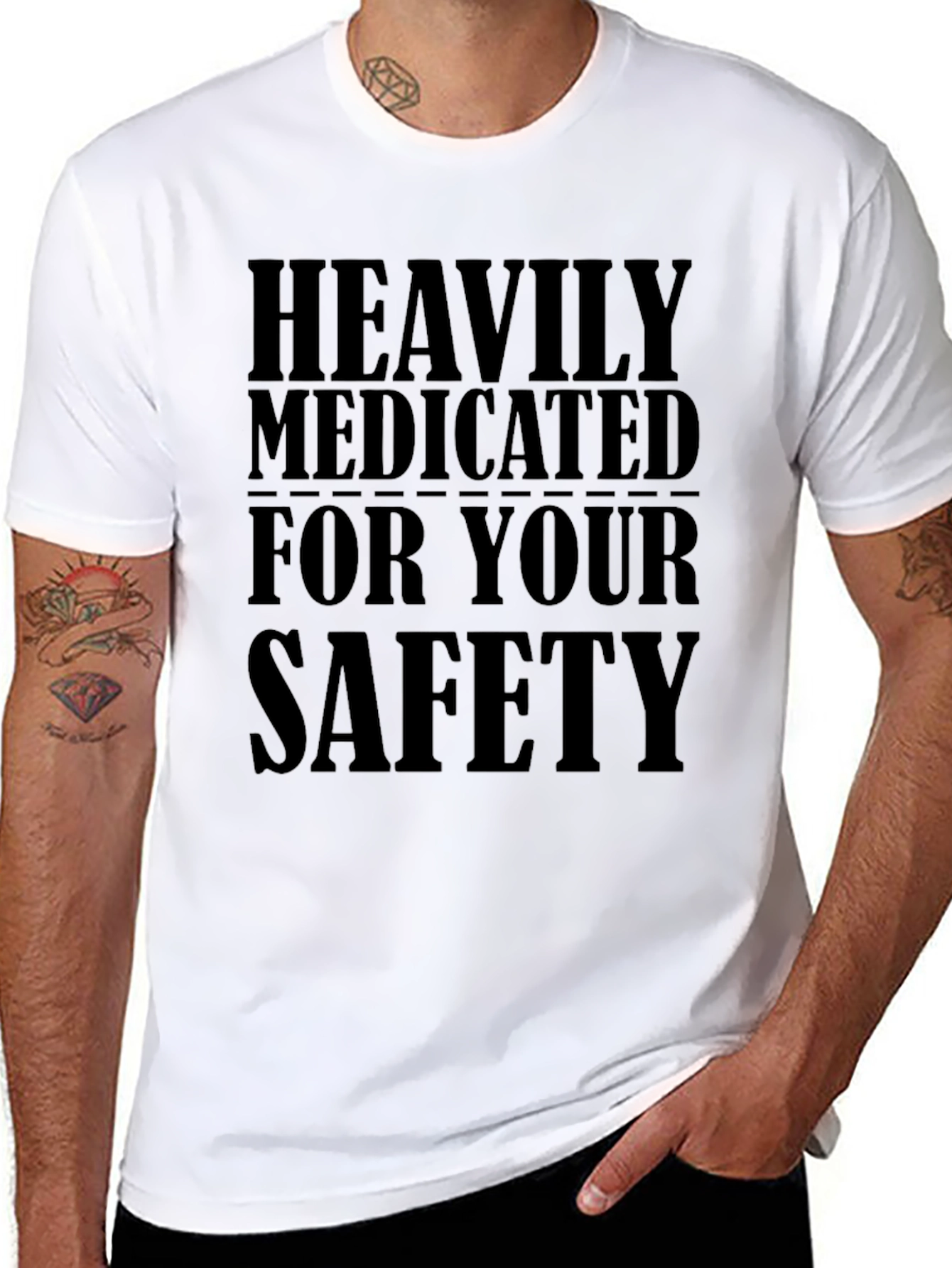 Black Heavily Medicated For Your Safety Funny T-Shirt view 8