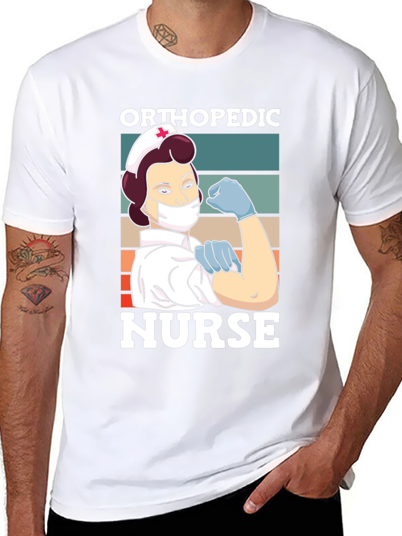 Black Orthopedic Nurse T-Shirt - Strong Woman Graphic Tee view 8