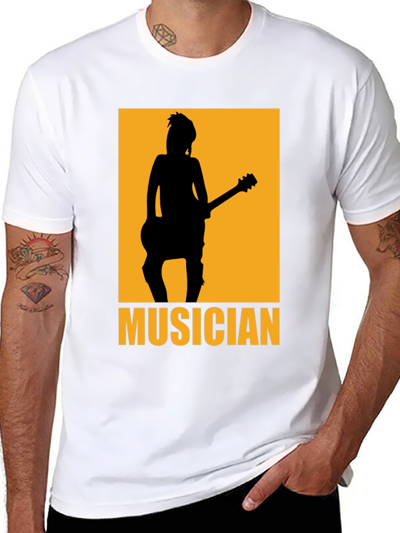 Black Musician Silhouette Graphic T-Shirt - Black view 8