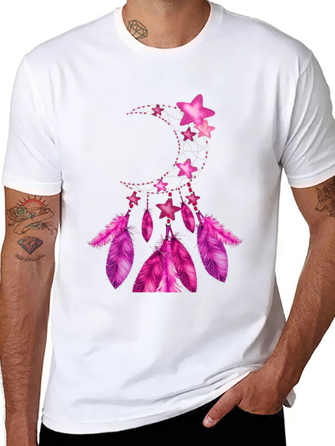 Black Moon & Star Dreamcatcher Graphic Tee - Black view 8