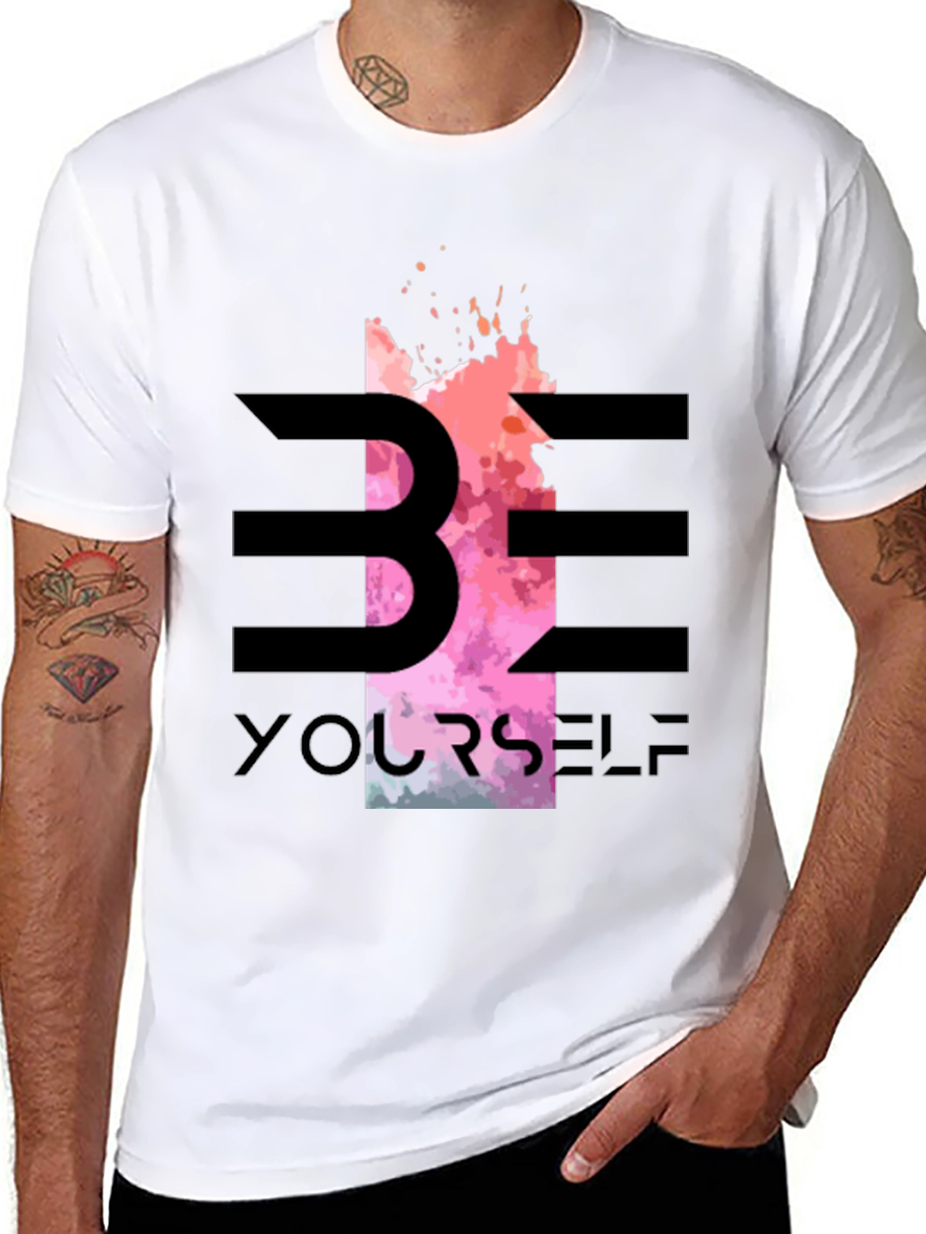Black Be Yourself Graphic Tee - Stylish Black T-Shirt view 8