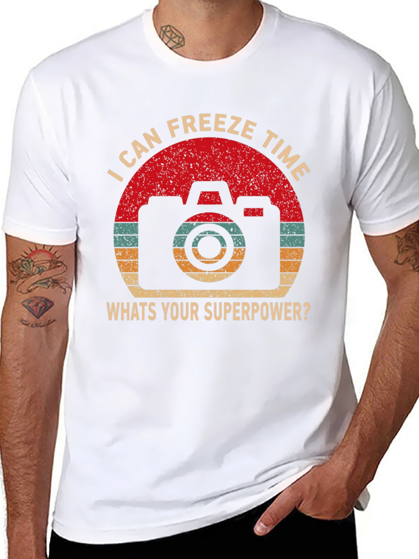 Black Freeze Time Camera Graphic T-Shirt view 8