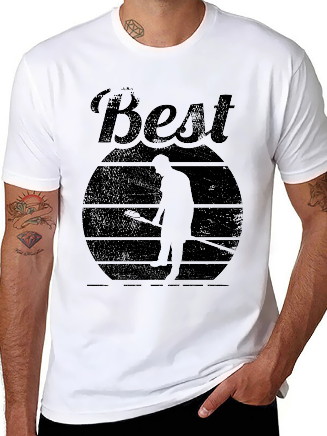 Black Best Curling Ever! Men's Black T-Shirt view 8