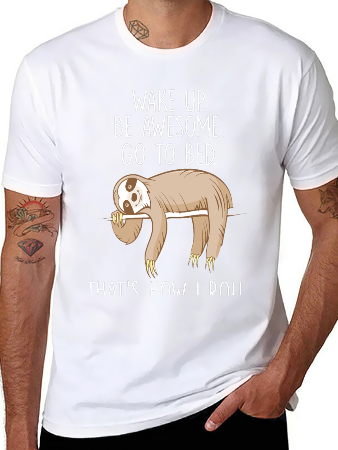 Black Sloth Wake Up T-Shirt - Funny Sleepy Animal Tee view 8