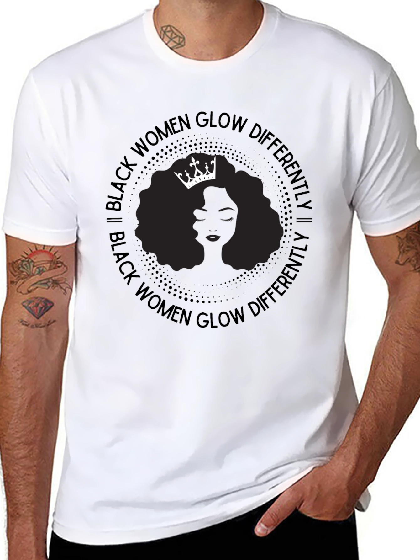 Black Black Women Glow Differently Graphic T-Shirt view 8