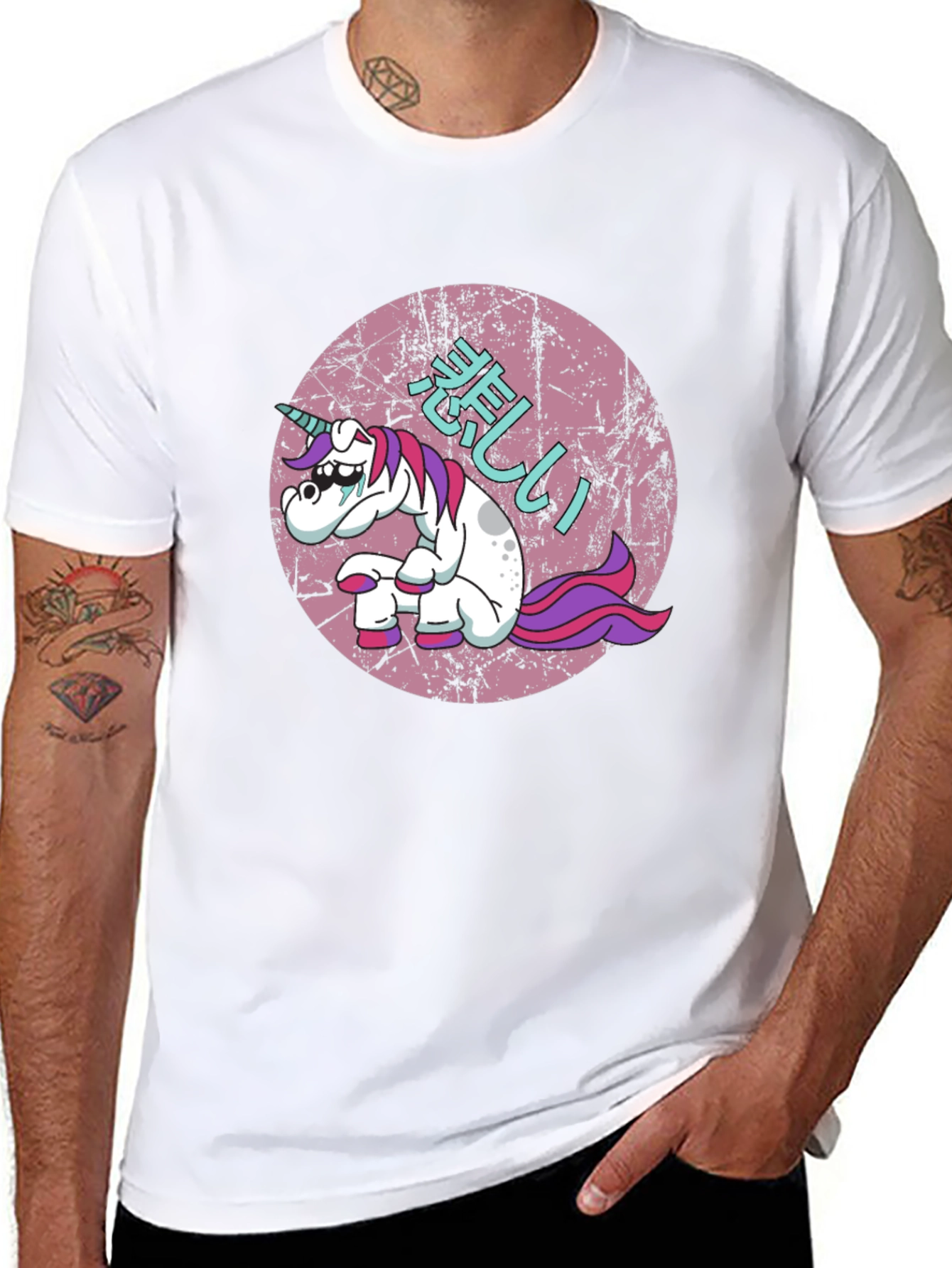 Black Sad Unicorn T-Shirt - Anime Graphic Tee view 8