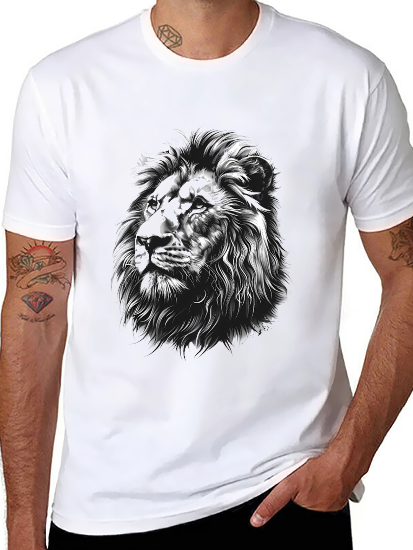 Black Lion Graphic Tee - Black Crew Neck T-Shirt view 8