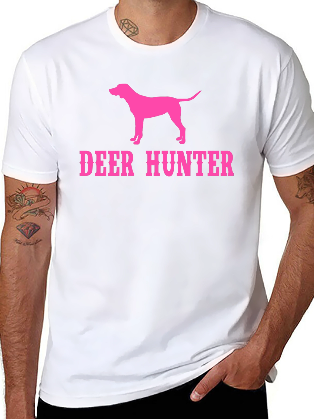 Black Deer Hunter Dog Graphic T-Shirt - Black Tee view 8