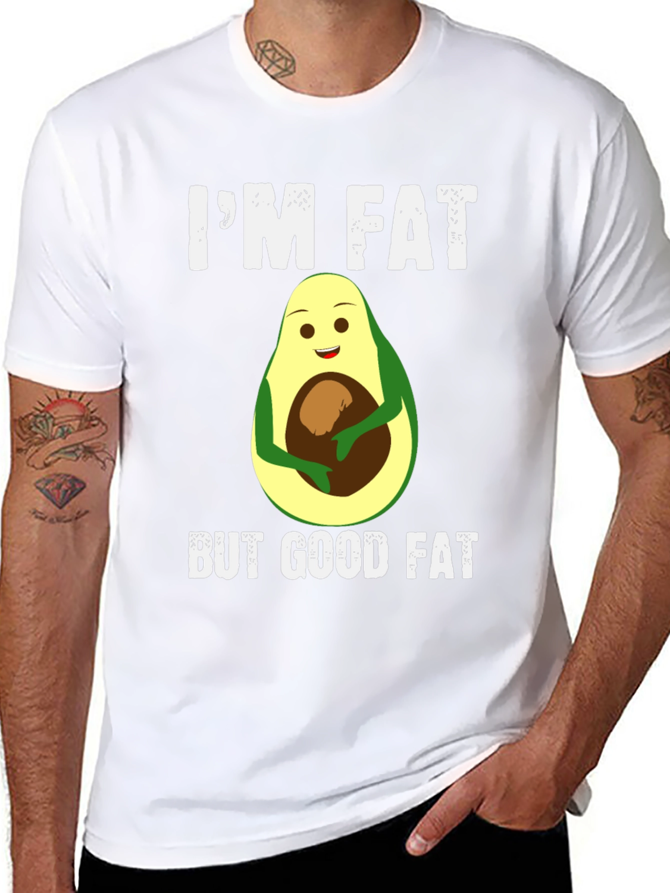Black I'm Fat But Good Fat Avocado T-Shirt view 8