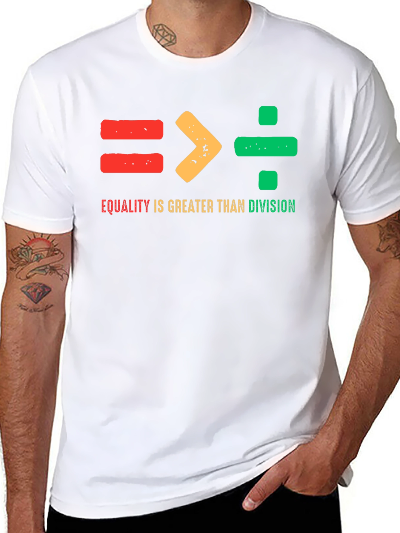 Black Equality is Greater Than Division T-Shirt view 8