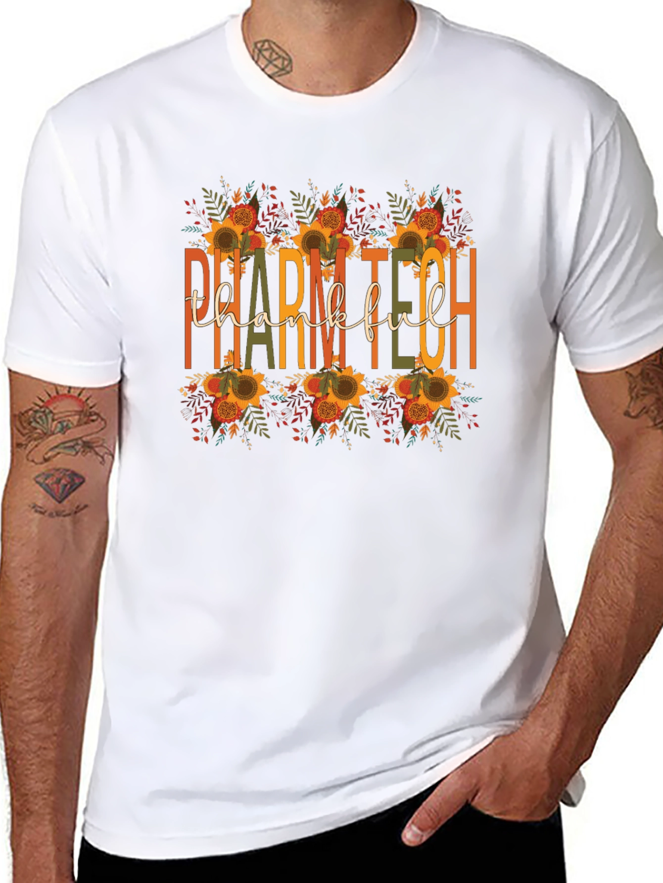 Pharm Tech Thankful T-Shirt Fall Floral Print - 8