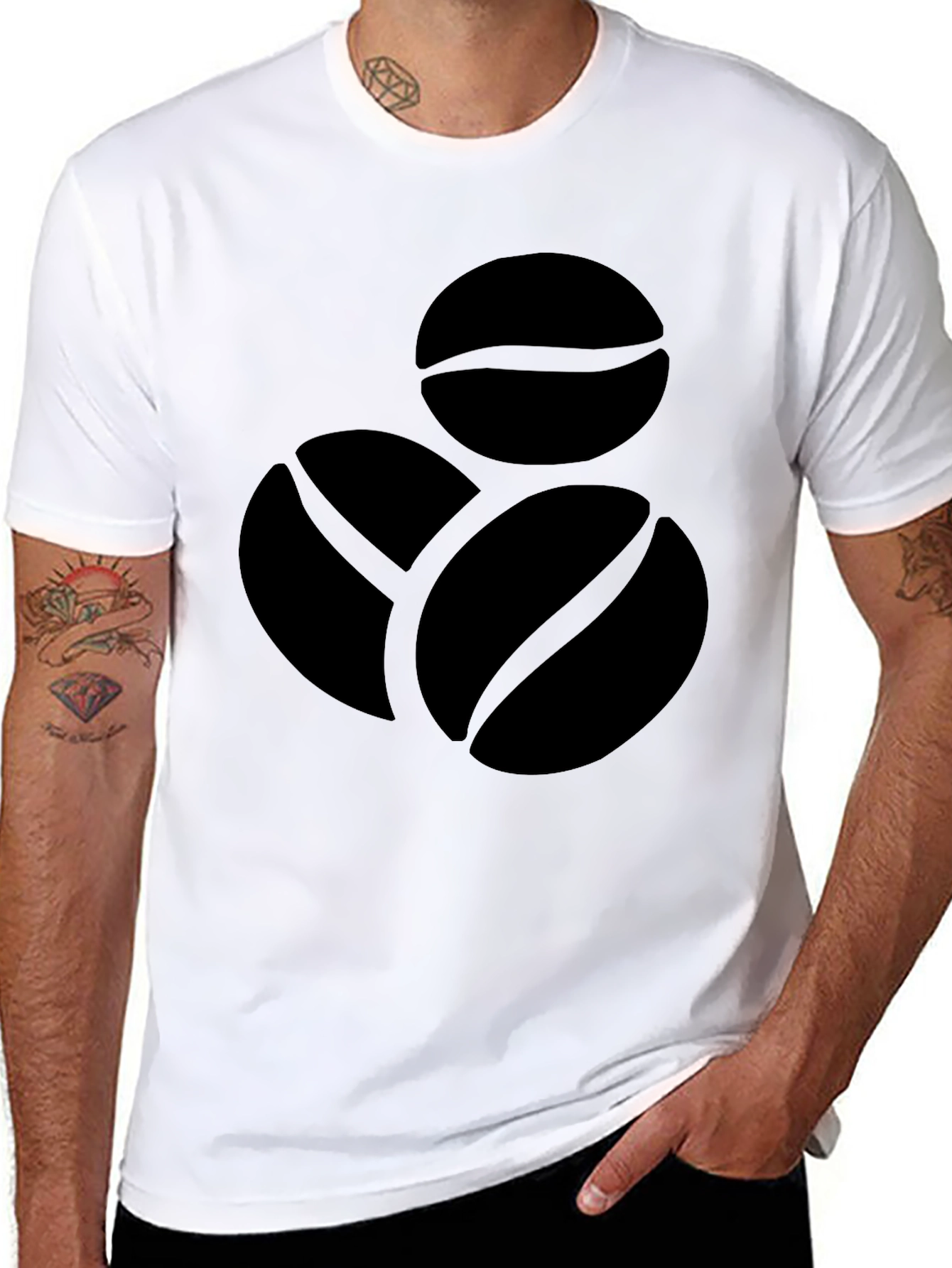 Black Coffee Bean Graphic Tee - Black Cotton Shirt view 8