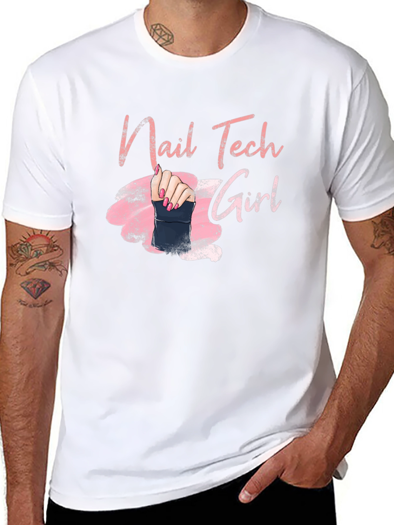 Black Nail Tech Girl Graphic Tee - Manicure Artist Shirt view 8