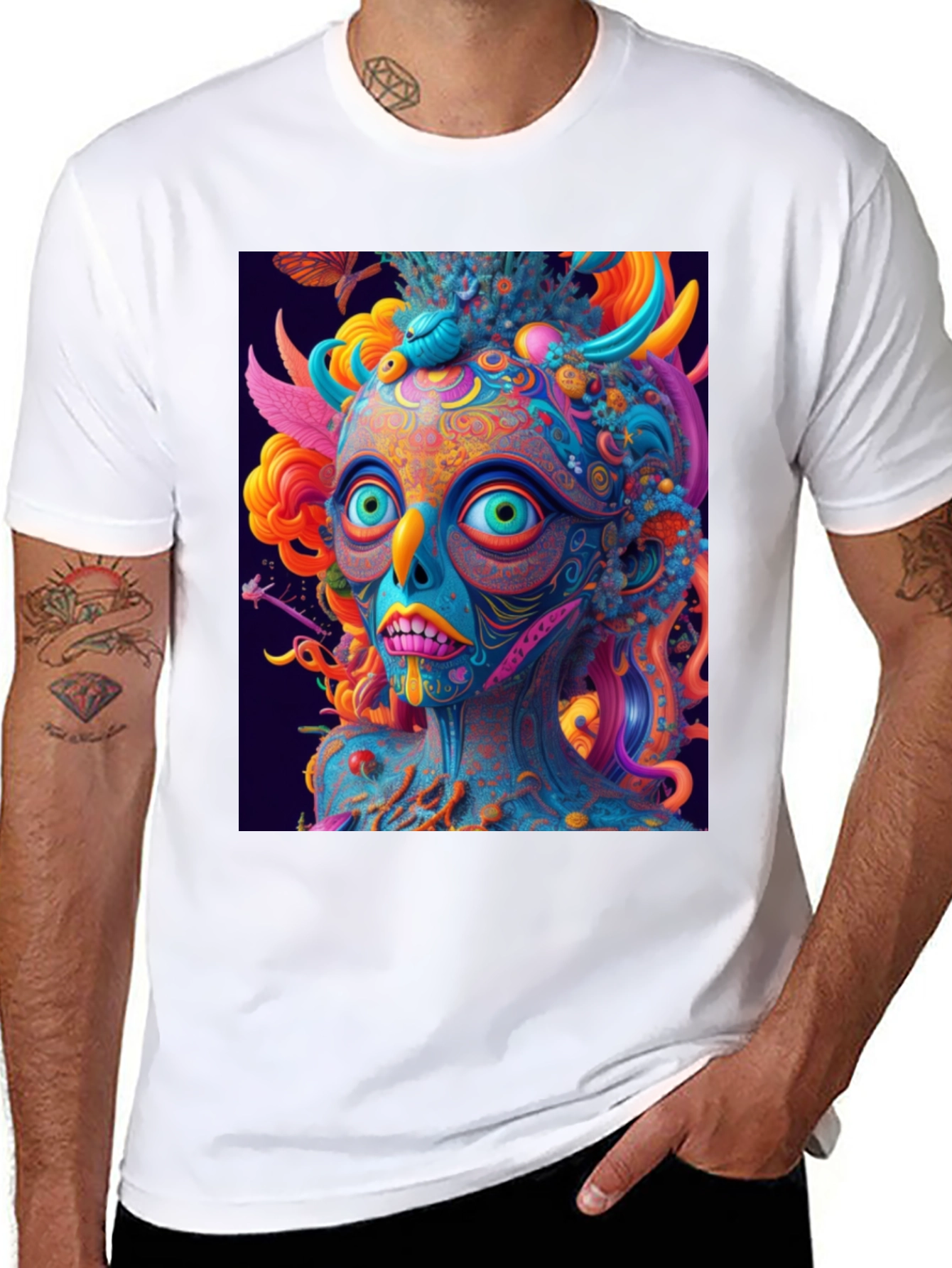 Black Psychedelic Art T-Shirt - Vivid Graphic Tee view 8