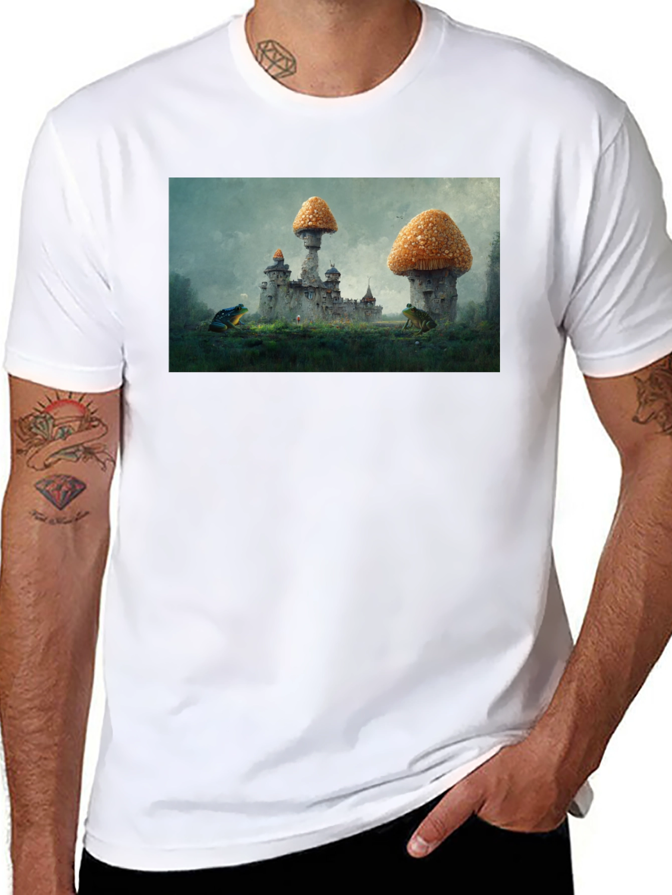 Black Mushroom Castle Black T-Shirt view 8