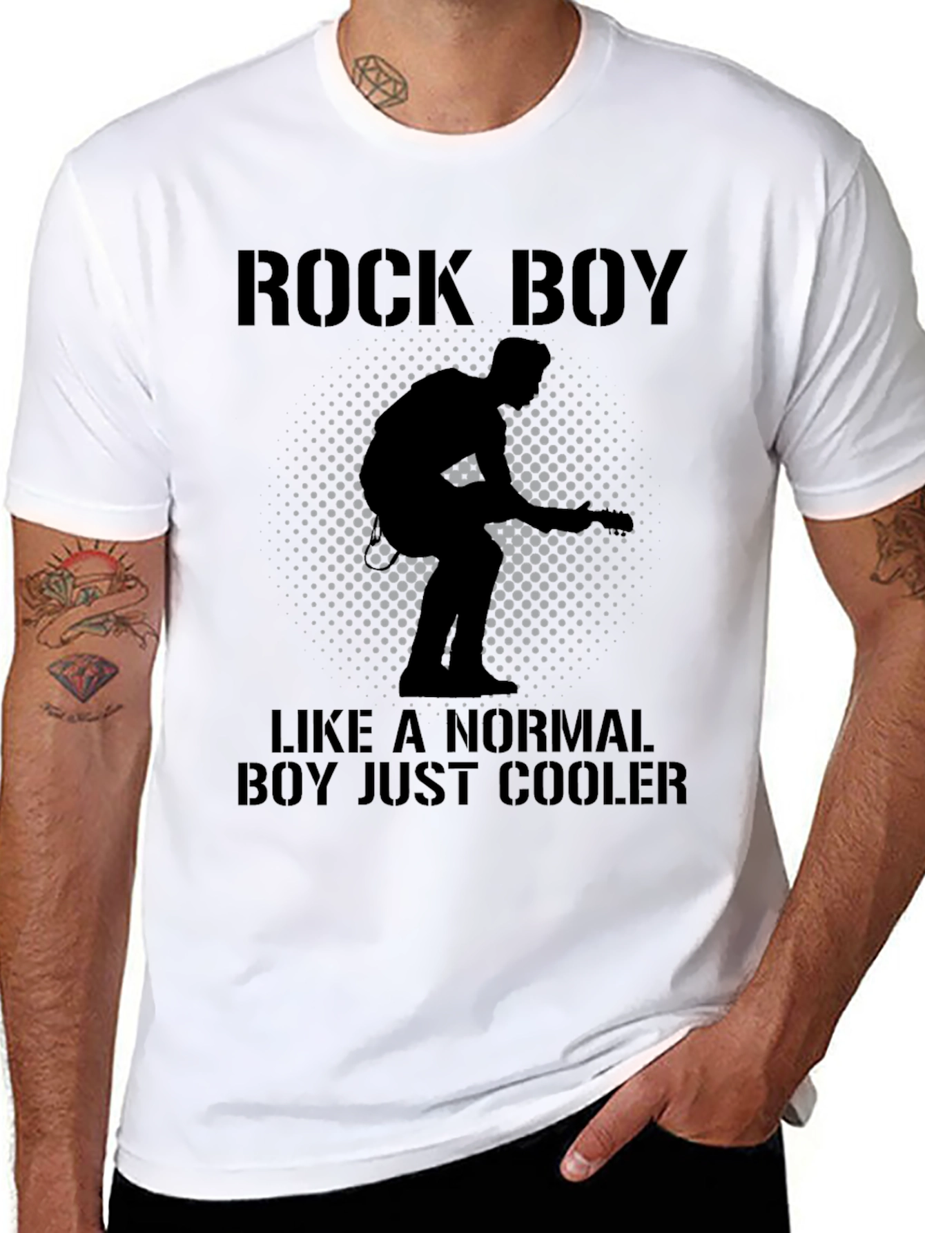 Black Rock Boy Tee - Cool Guitarist Design view 8