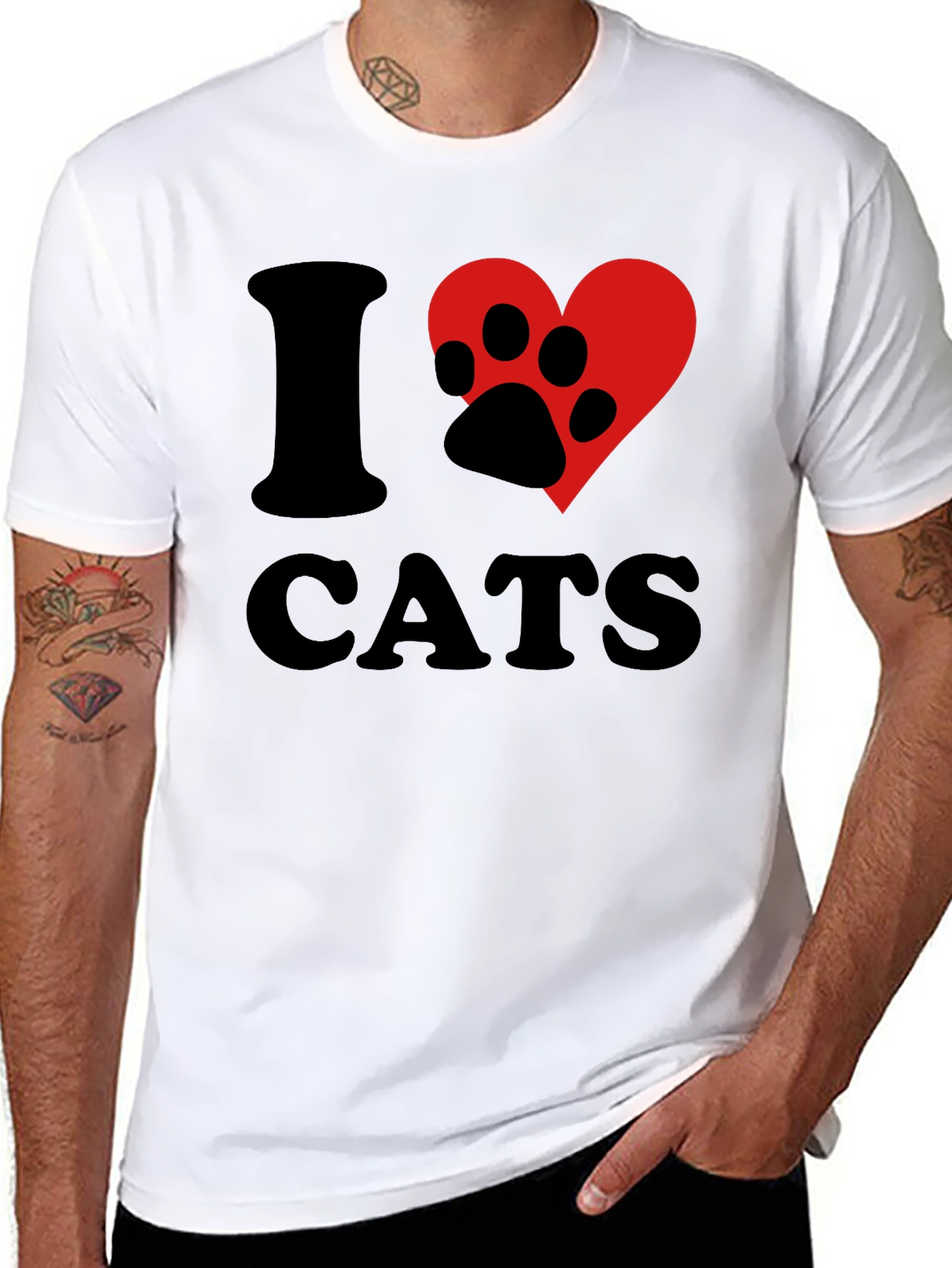 I Heart Cats T-Shirt - Black Cat Lover Tee - 8