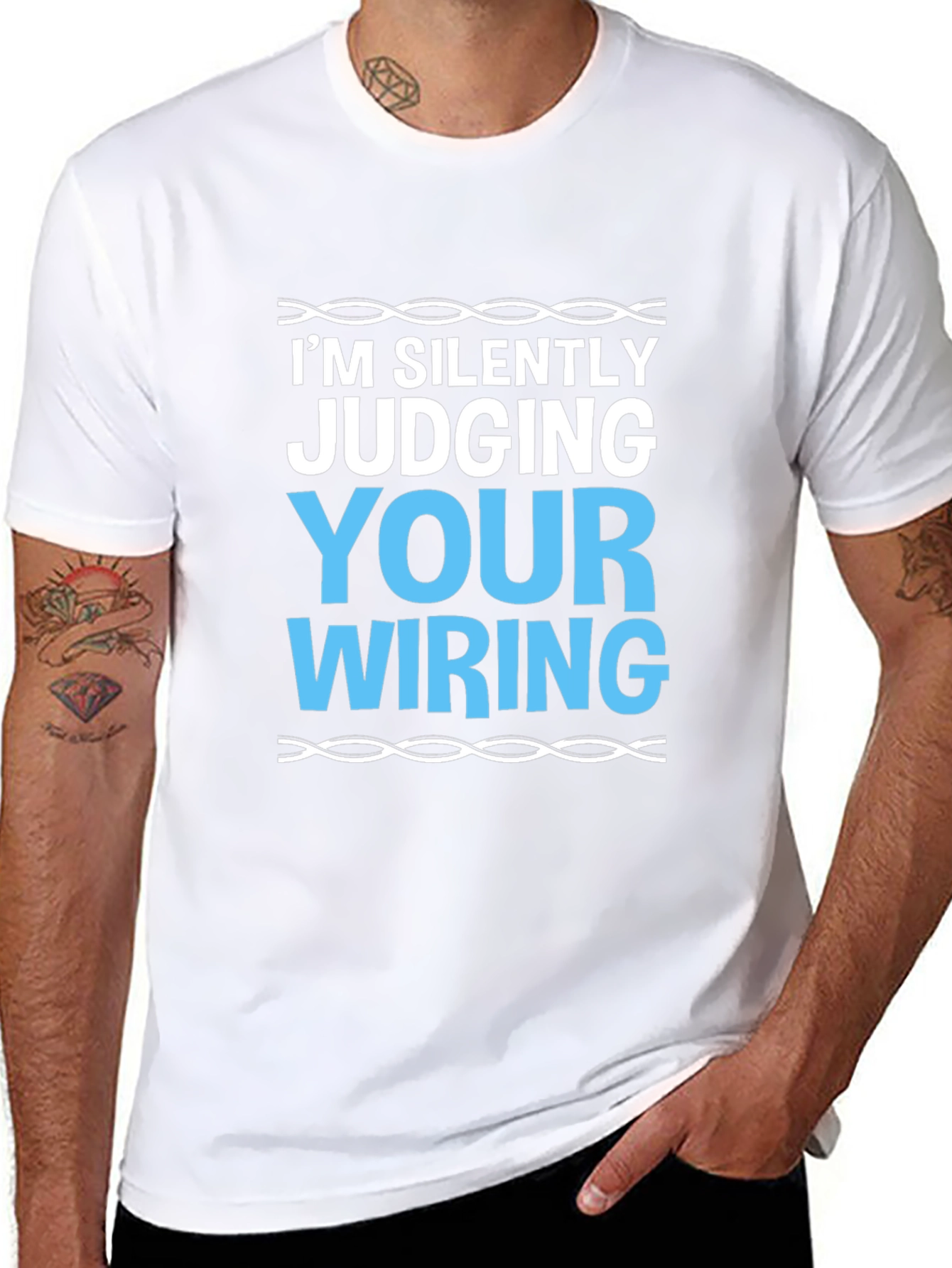 Black Silently Judging Your Wiring T-Shirt - Electrician Humor view 8