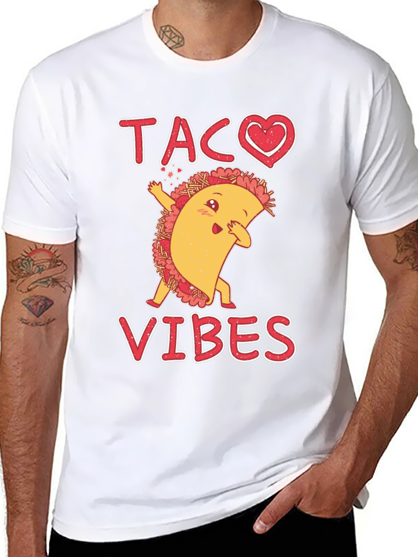 Black Taco Vibes Graphic Tee - Funny Dabbing Taco Shirt view 8