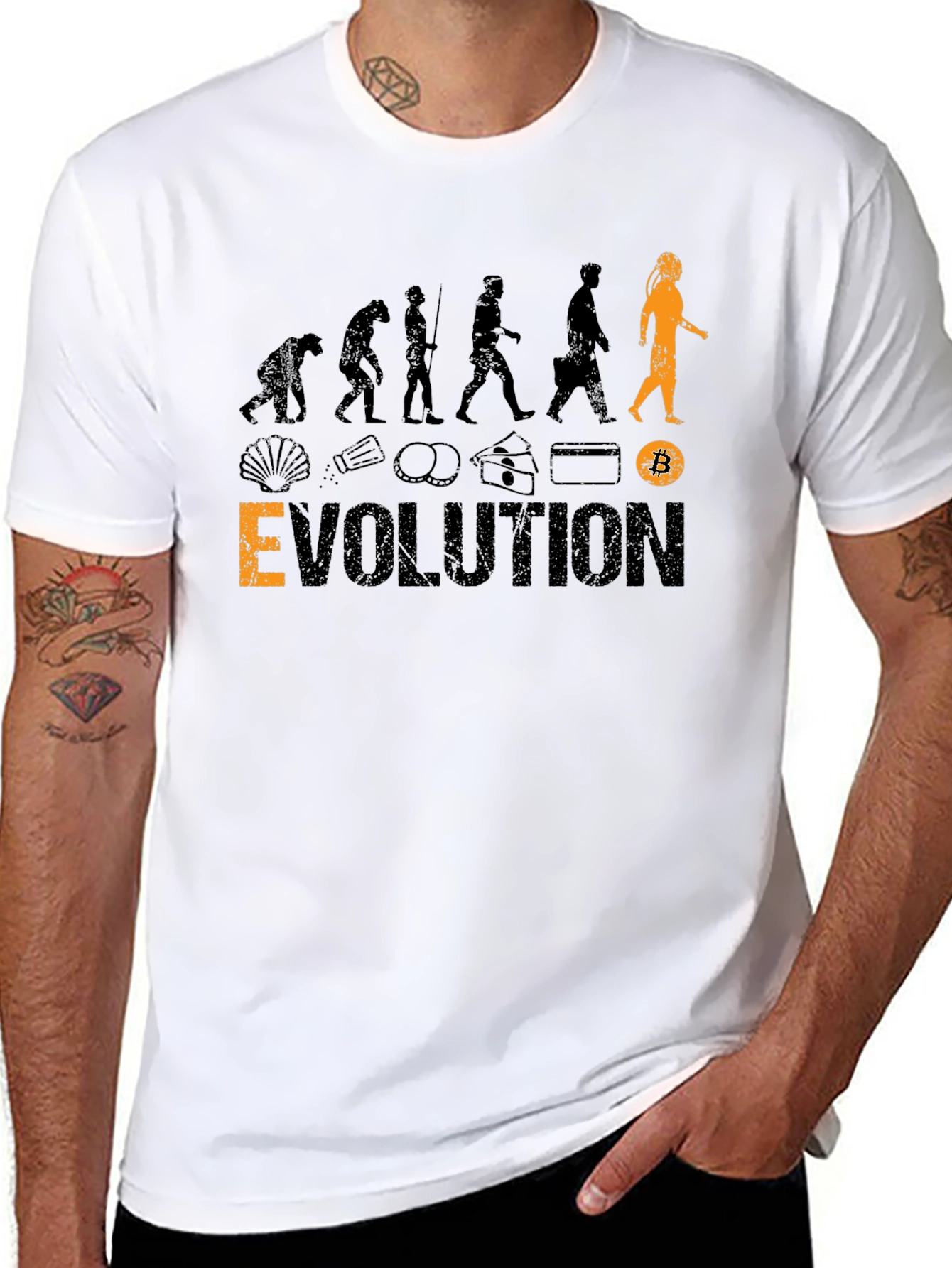 Black Bitcoin Evolution Black T-Shirt view 8