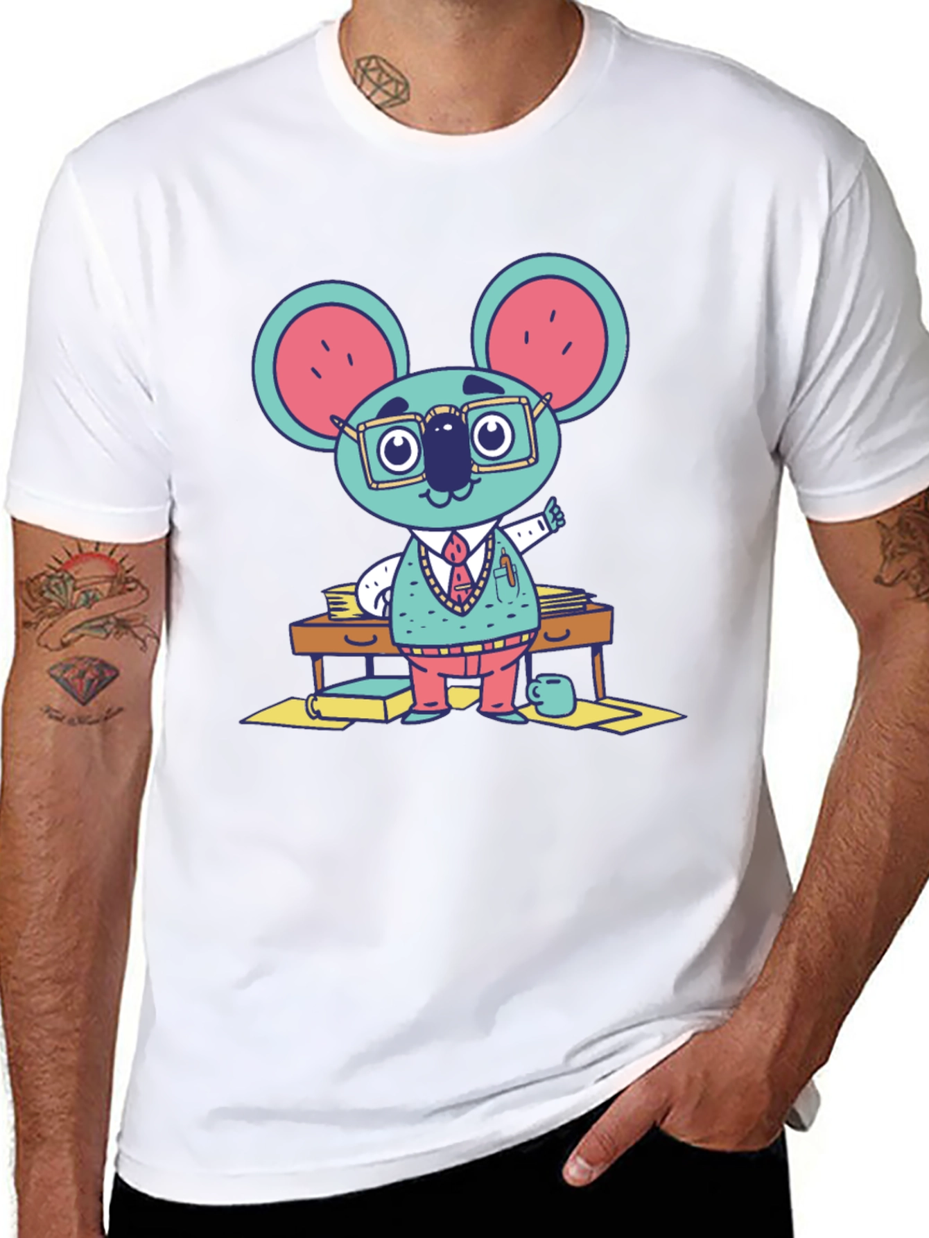 Black Quirky Koala Professor Graphic Tee view 8