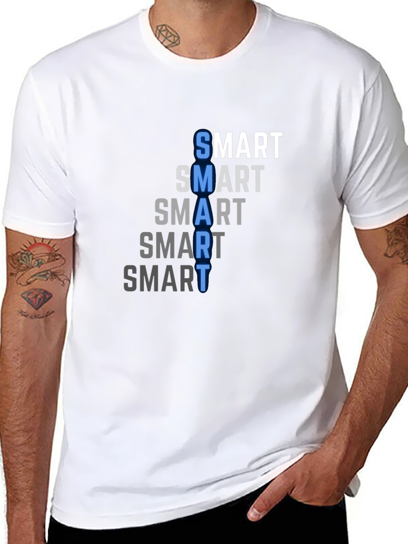 Black Smart Graphic Tee - Men's Black Crew Neck T-Shirt view 8