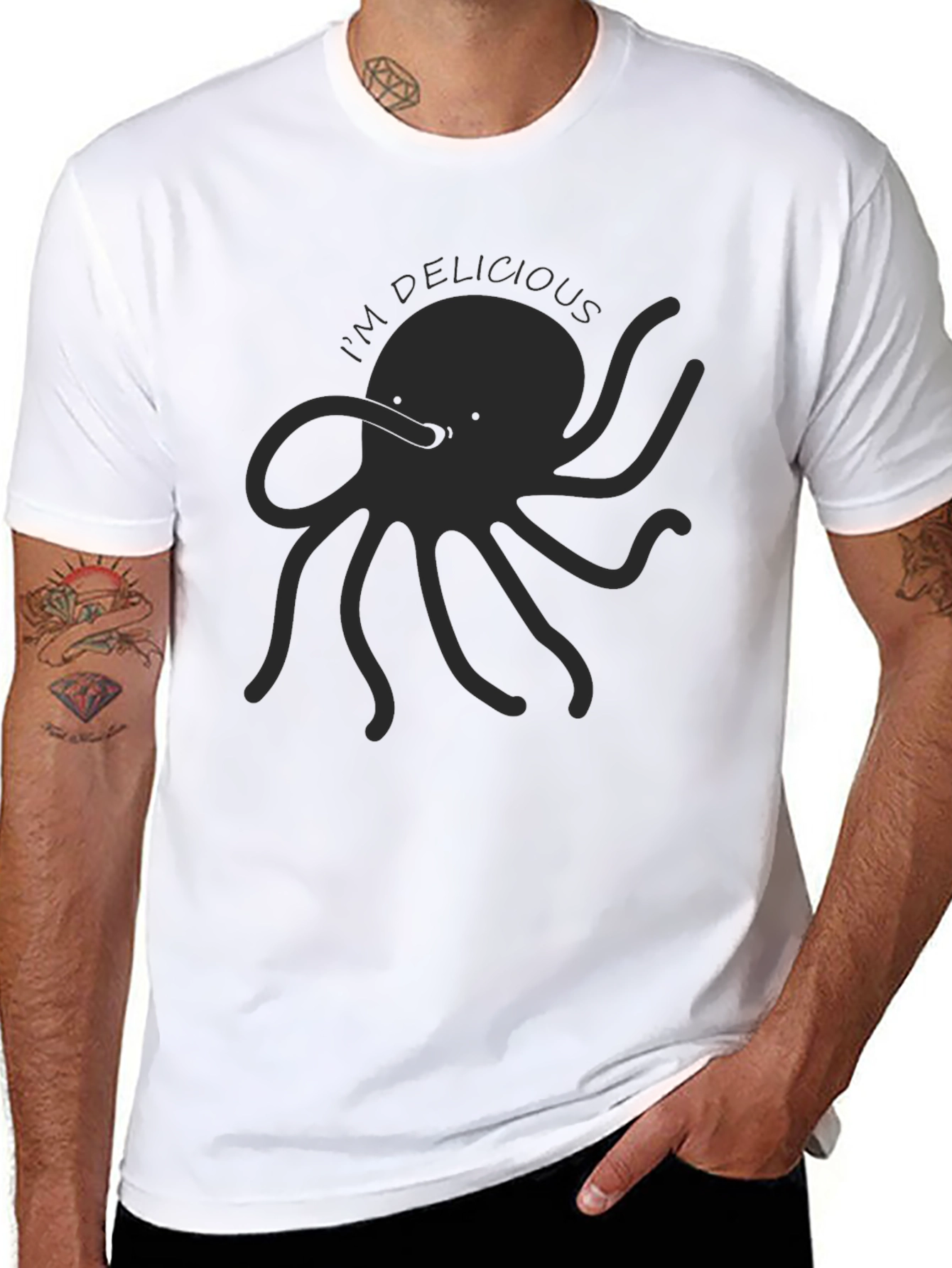 Black I'm Delicious Octopus Graphic T-Shirt view 8