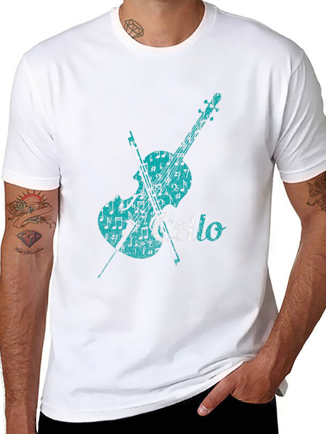 Black Cello Music Note Graphic Tee - Black Cotton view 8