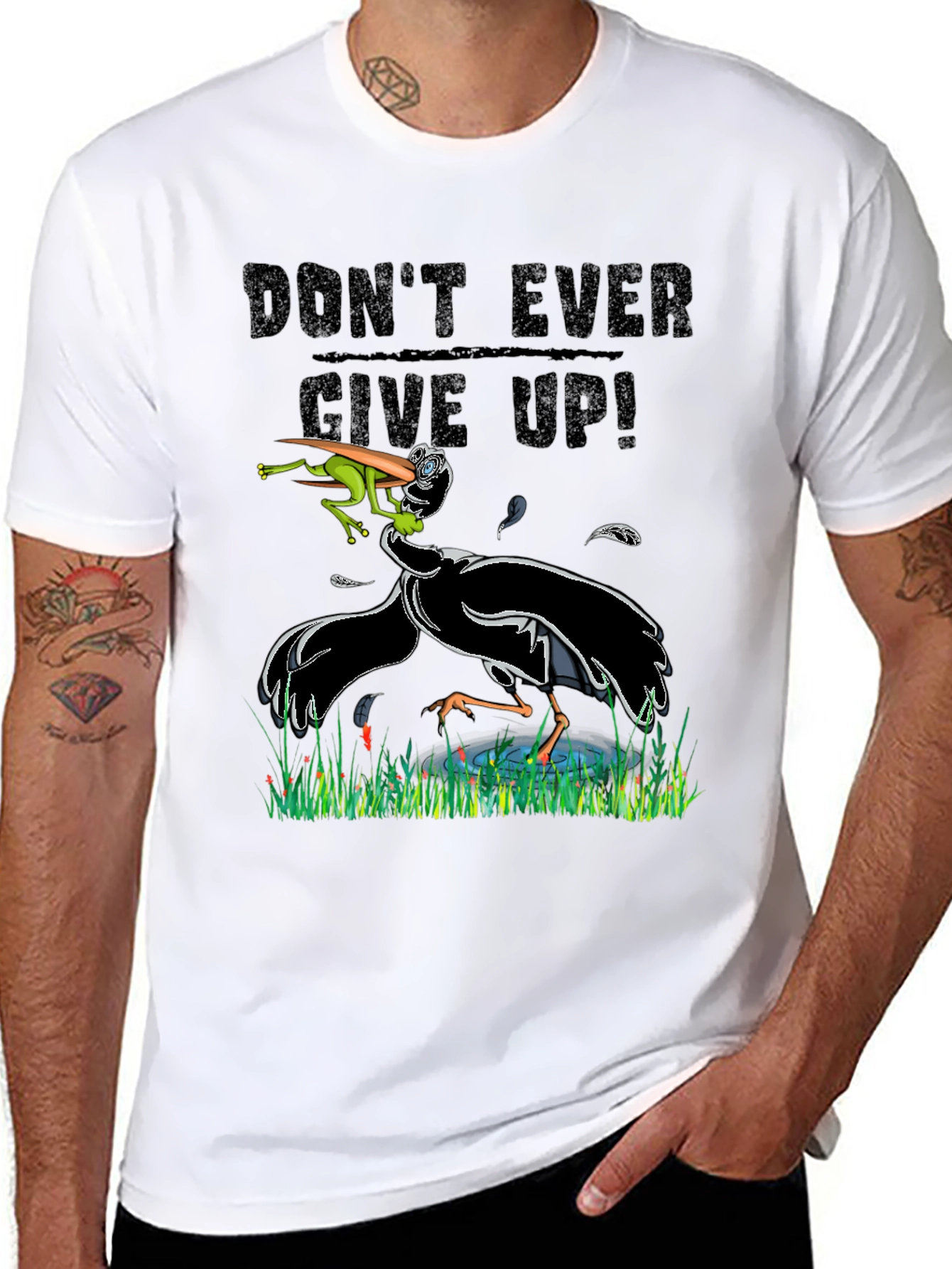Black Don't Ever Give Up Funny Graphic Tee view 8