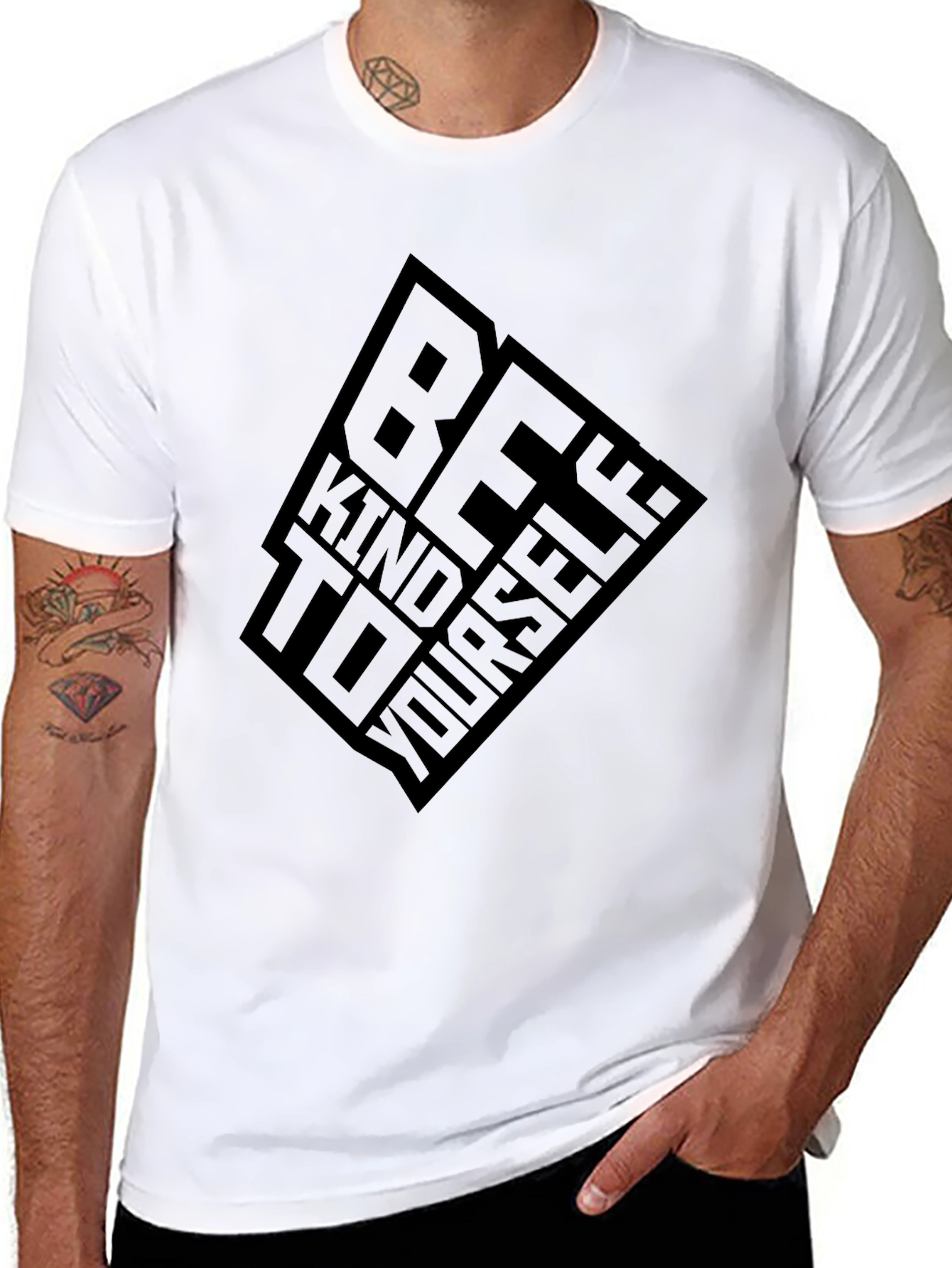 Black Be Kind To Yourself Black Graphic Tee view 8