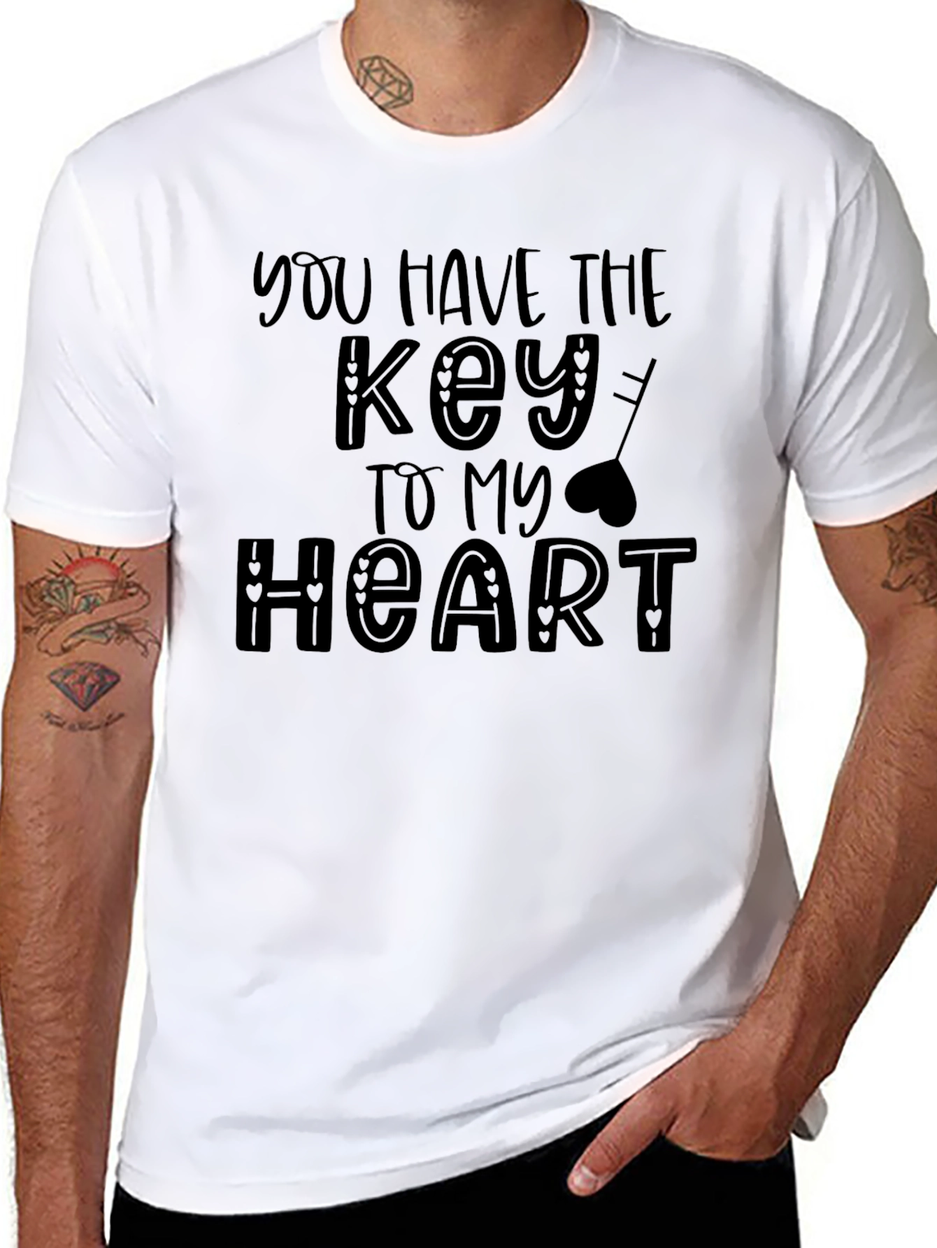 Black Key to My Heart Black Graphic Tee view 8