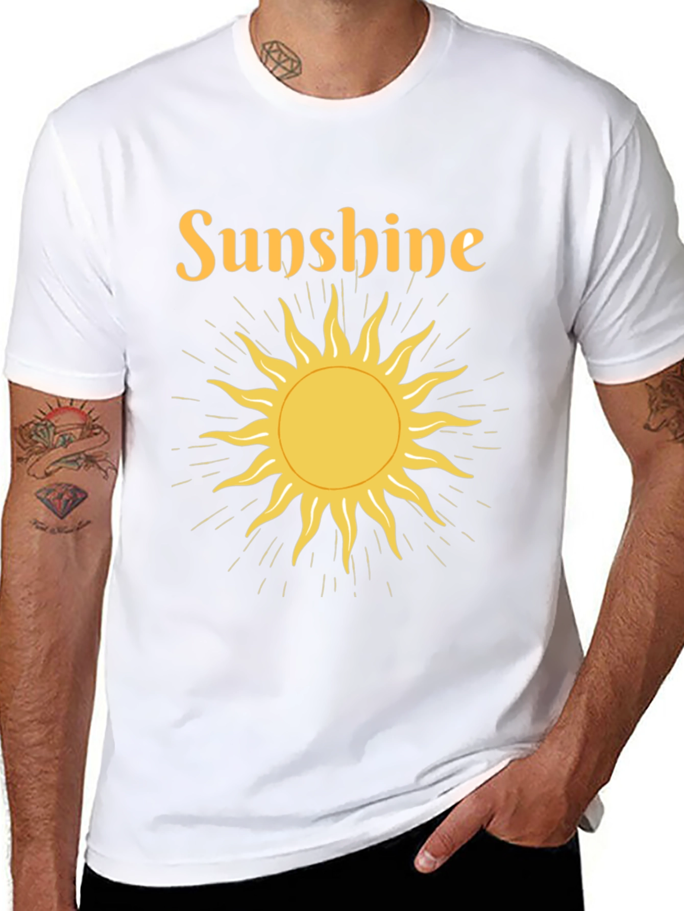 Black Sunshine Graphic Tee - Black Crew Neck T-Shirt view 8
