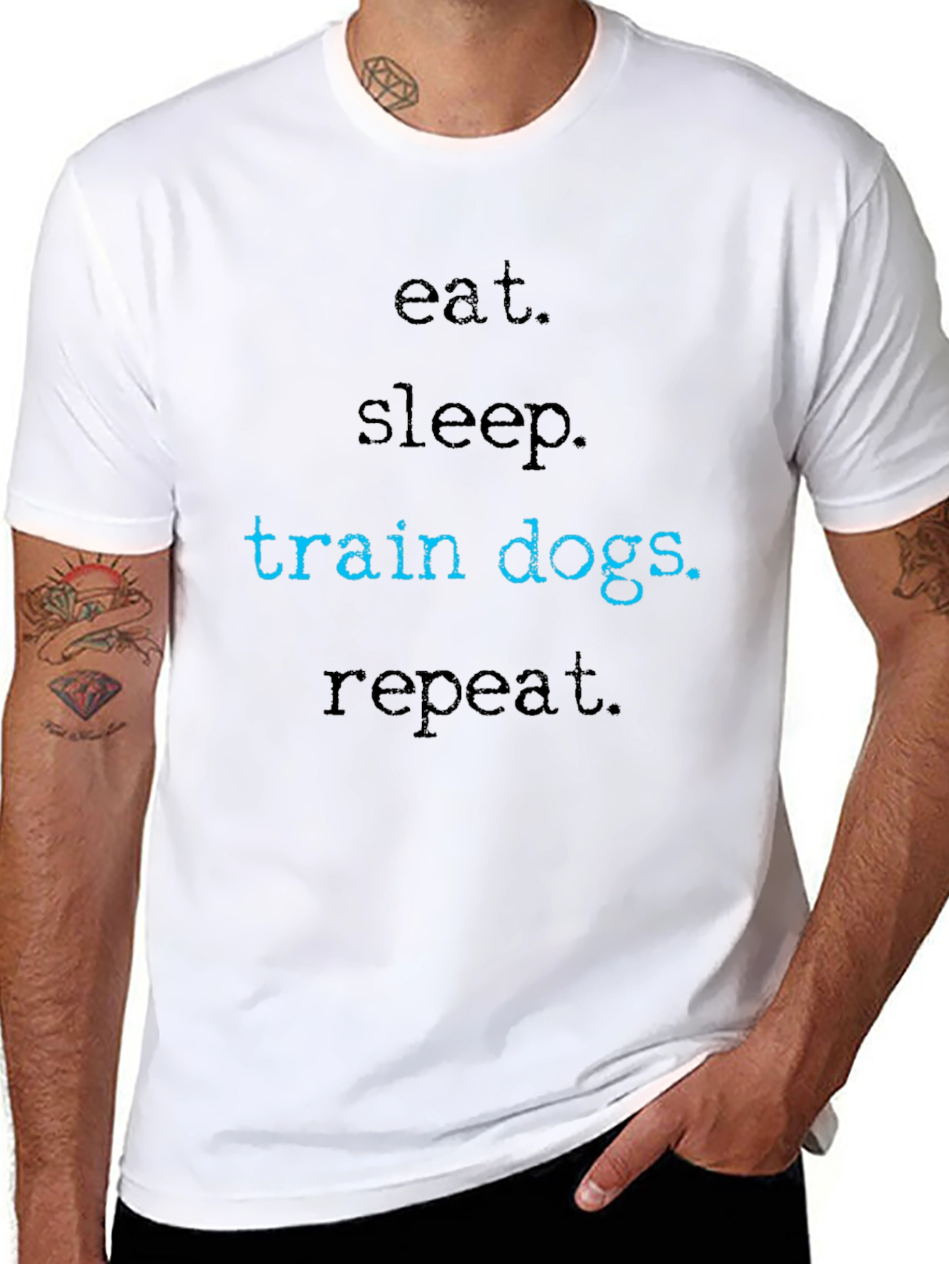 Black Eat Sleep Train Dogs Repeat T-Shirt view 8