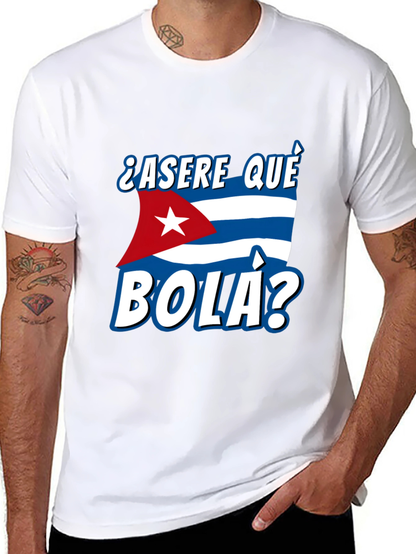 Black Cuba Flag "Asere Que Bola" Graphic T-Shirt view 8