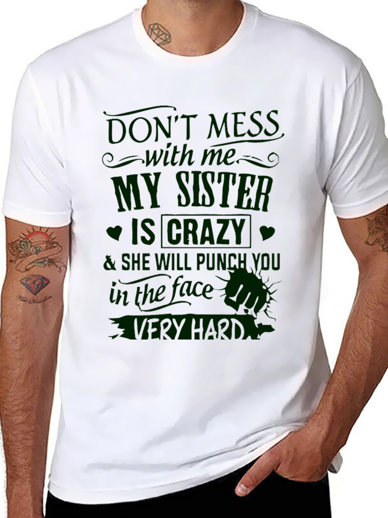 Black Crazy Sister T-Shirt - Funny Novelty Tee view 8
