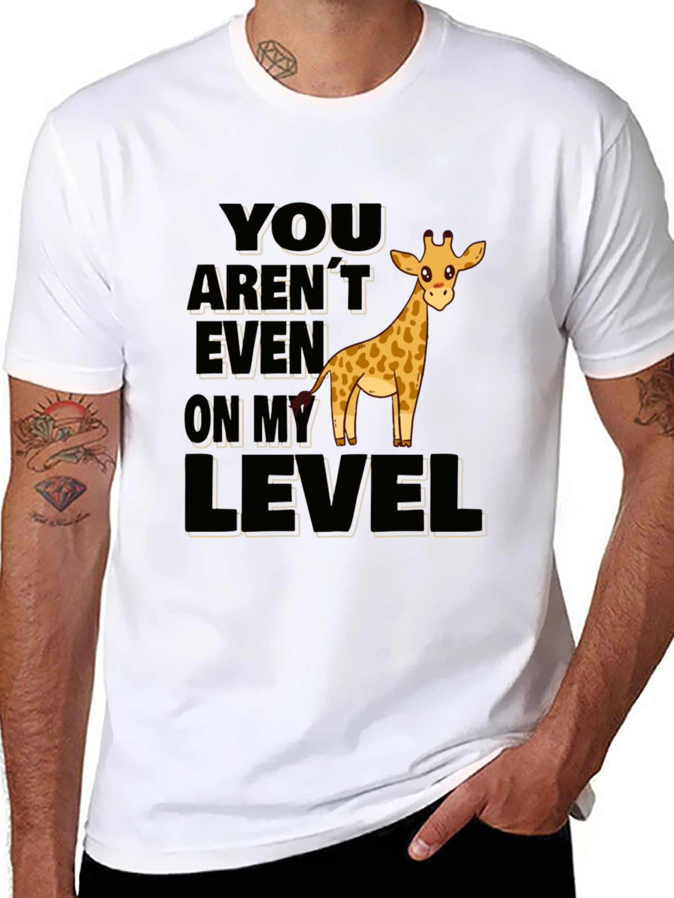 Black Funny Giraffe T-Shirt - You Aren't Even On My Level view 8