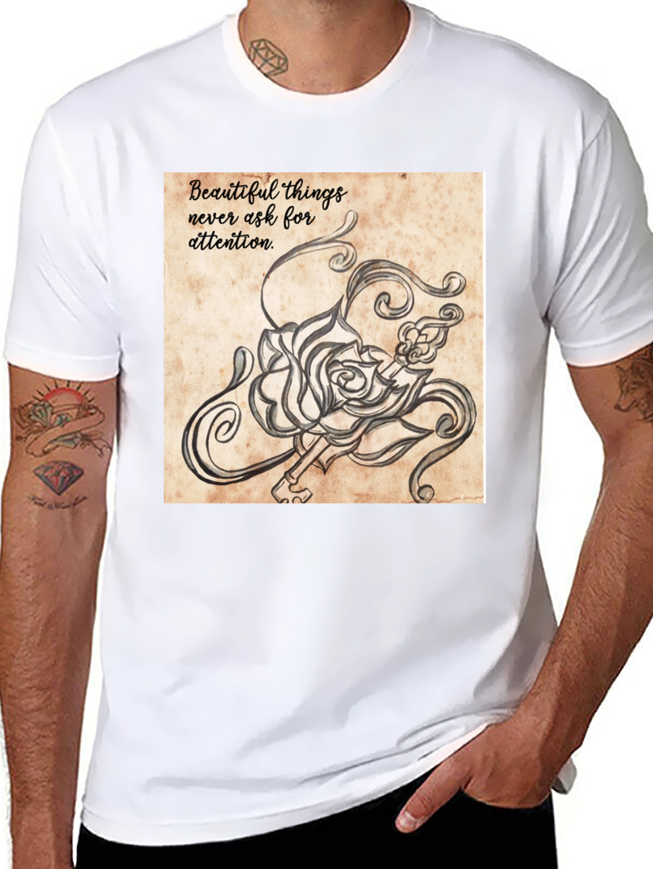 Black Rose and Key Graphic Tee view 8