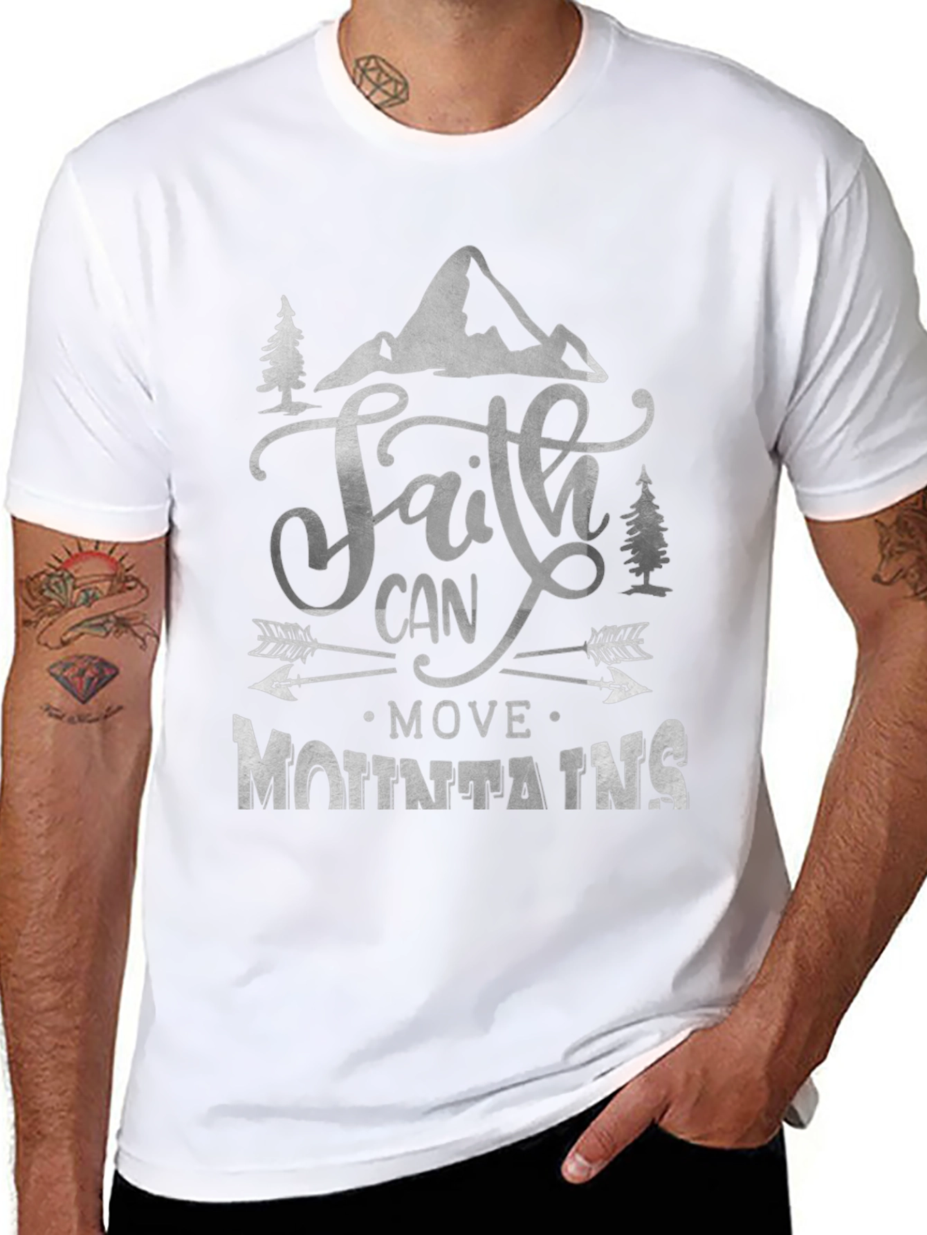 Black Faith Can Move Mountains Graphic Tee - Unisex view 8