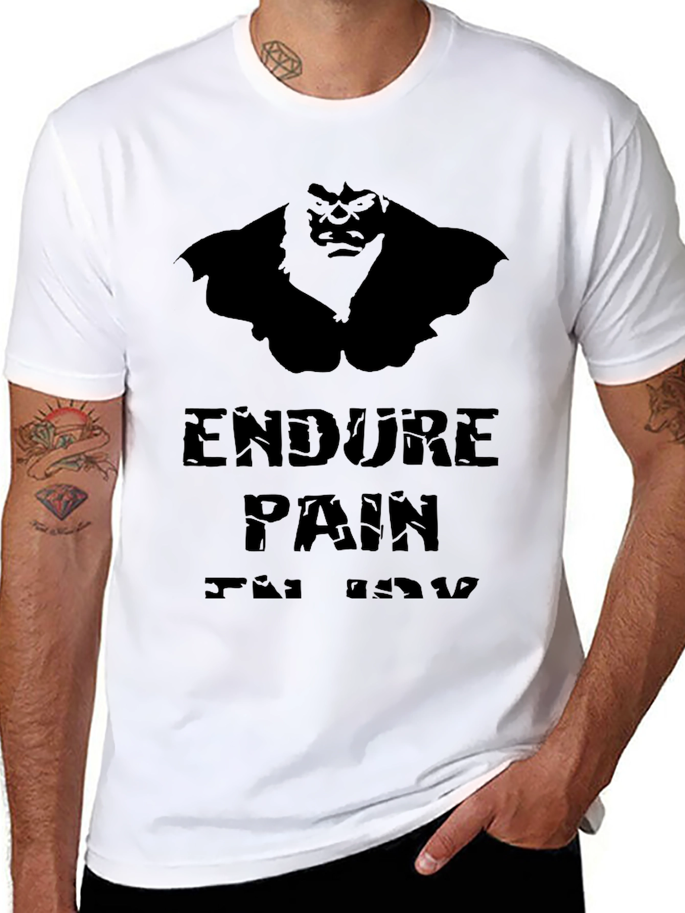 Black Endure Pain T-Shirt - Gorilla Graphic view 8